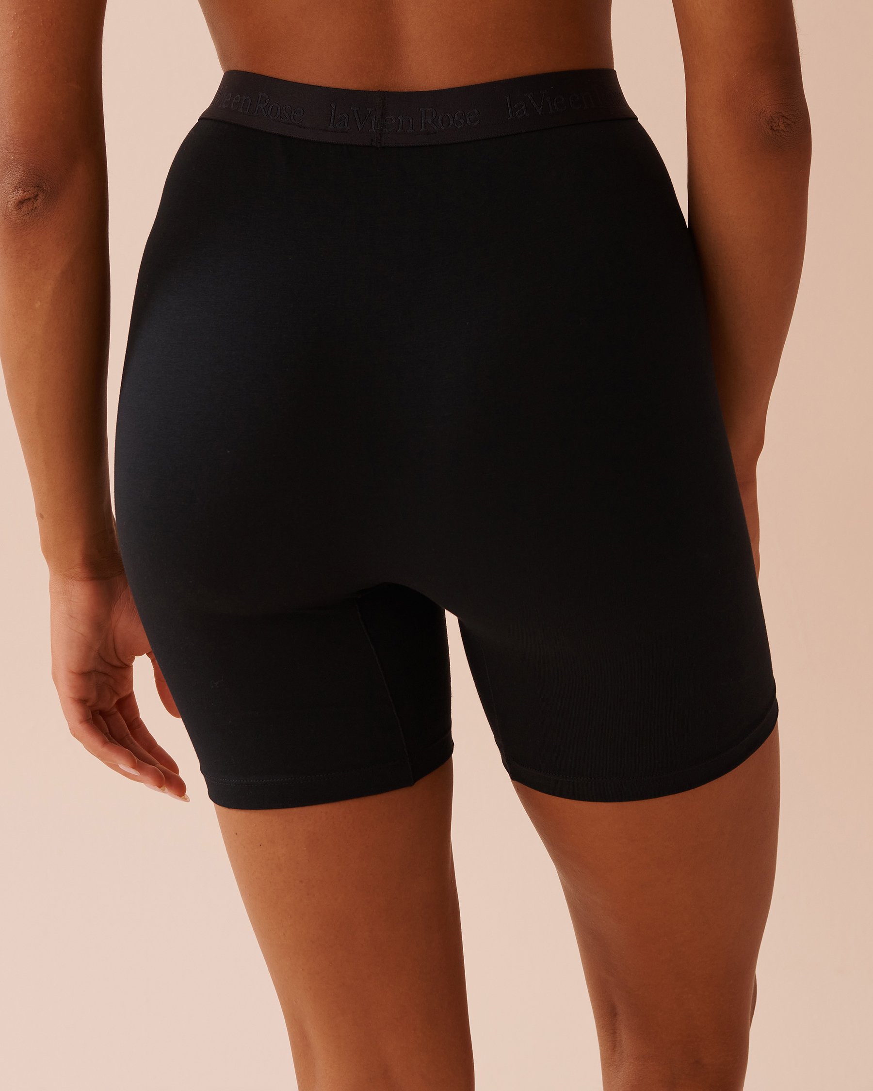 LA VIE EN ROSE Short de pyjama style biker en coton Noir 40200665 - View2