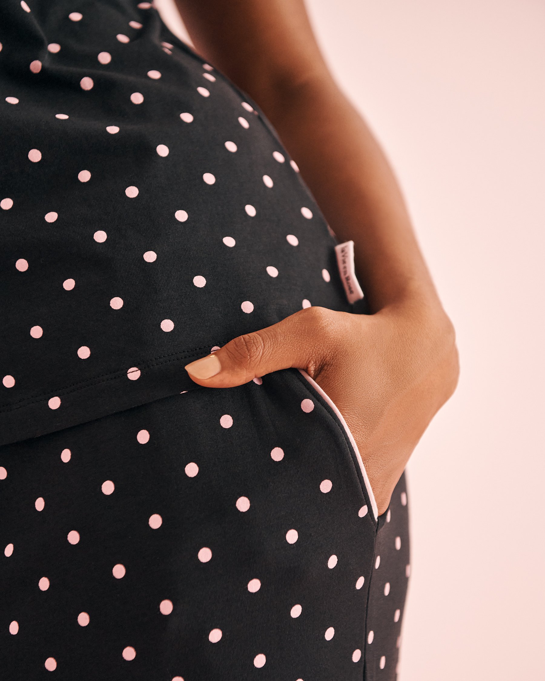 LA VIE EN ROSE Cotton Pajama Pants Dotted Black 40200664 - View2