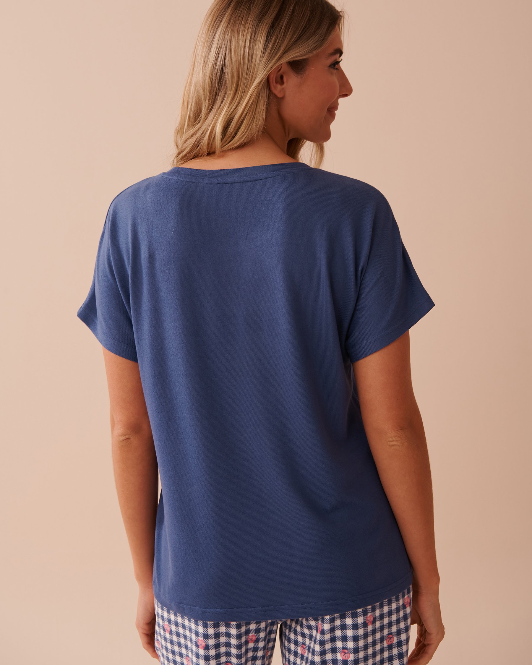 LA VIE EN ROSE T-shirt en fibres recyclées imprimé chien Bleu grisé 40100673 - View2