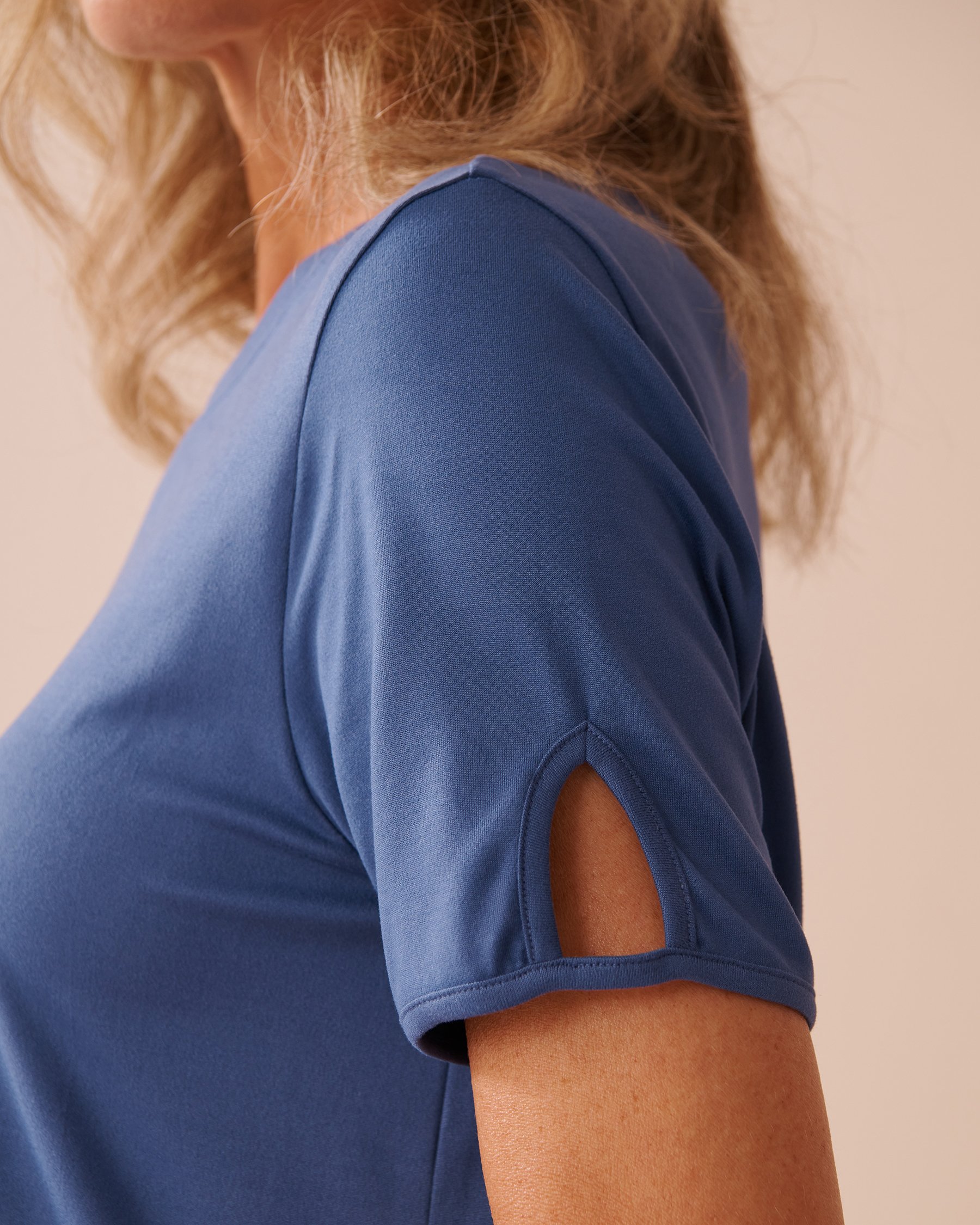 LA VIE EN ROSE Chemise de nuit manches courtes ultra douce imprimé chien Bleu grisé 40500402 - View4