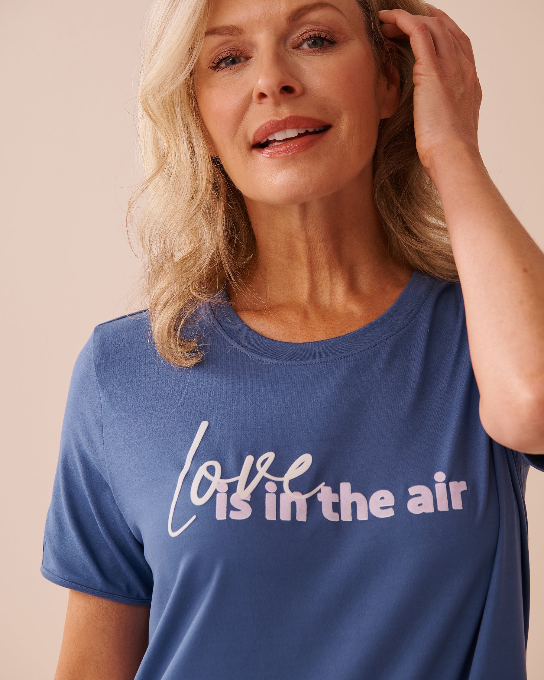 LA VIE EN ROSE Chemise de nuit manches courtes ultra douce imprimé chien Bleu grisé 40500402 - View5