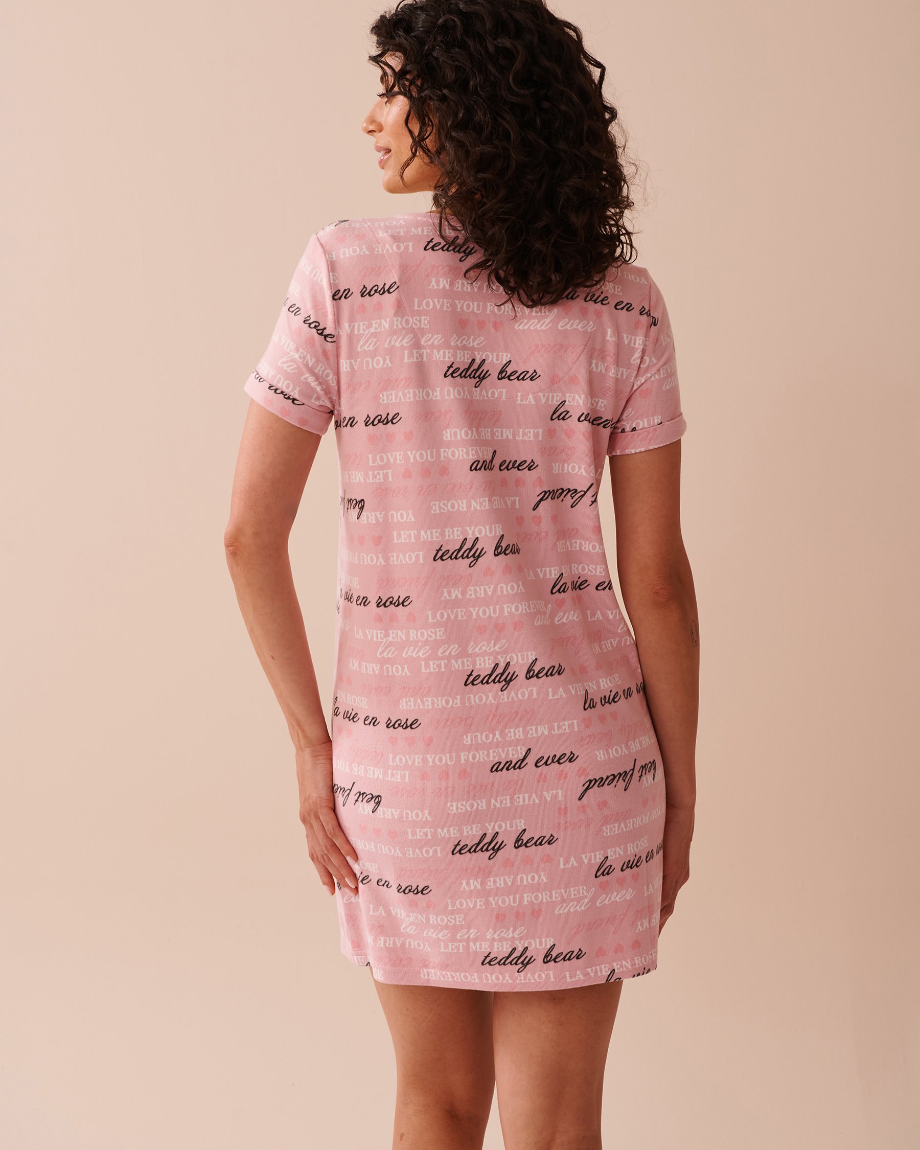 LA VIE EN ROSE Heart and Letter Print Recycled Fibers Sleepshirt Blushing Pink 40500401 - View5