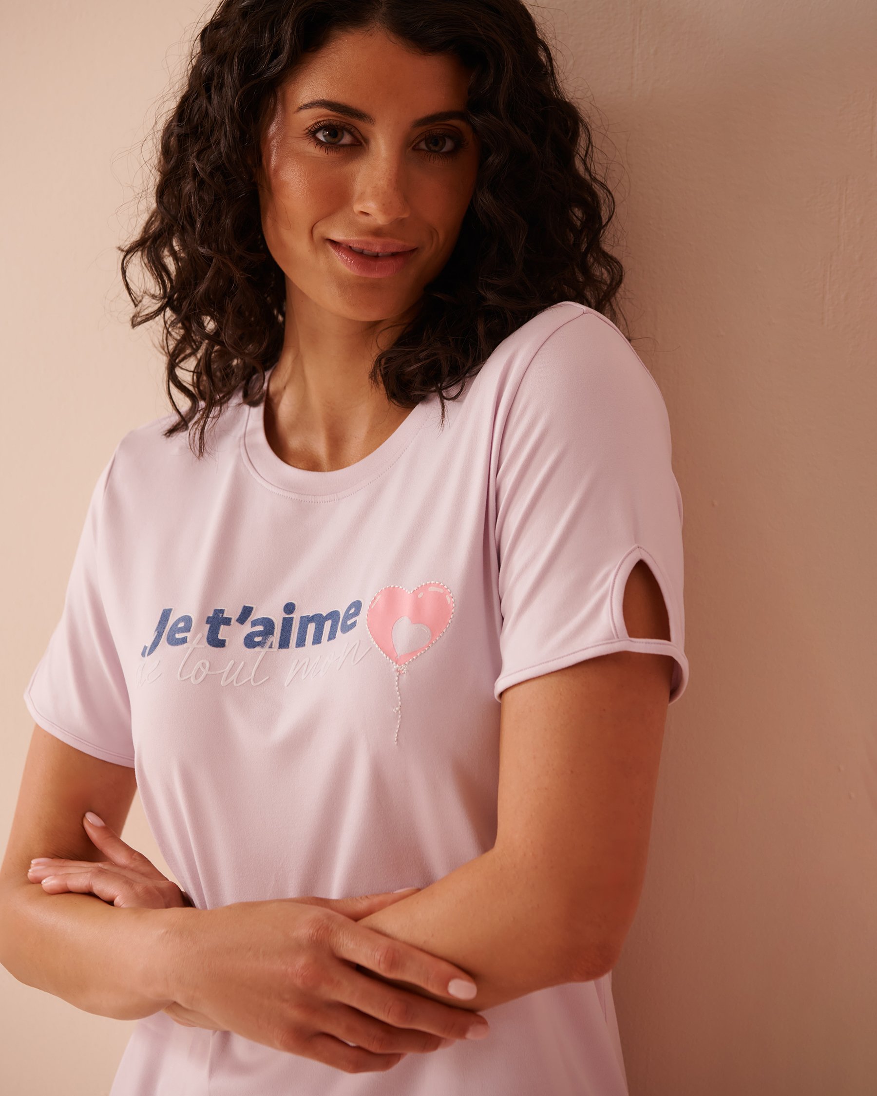 LA VIE EN ROSE Je t'aime Super Soft T-shirt Lavender 40100679 - View3