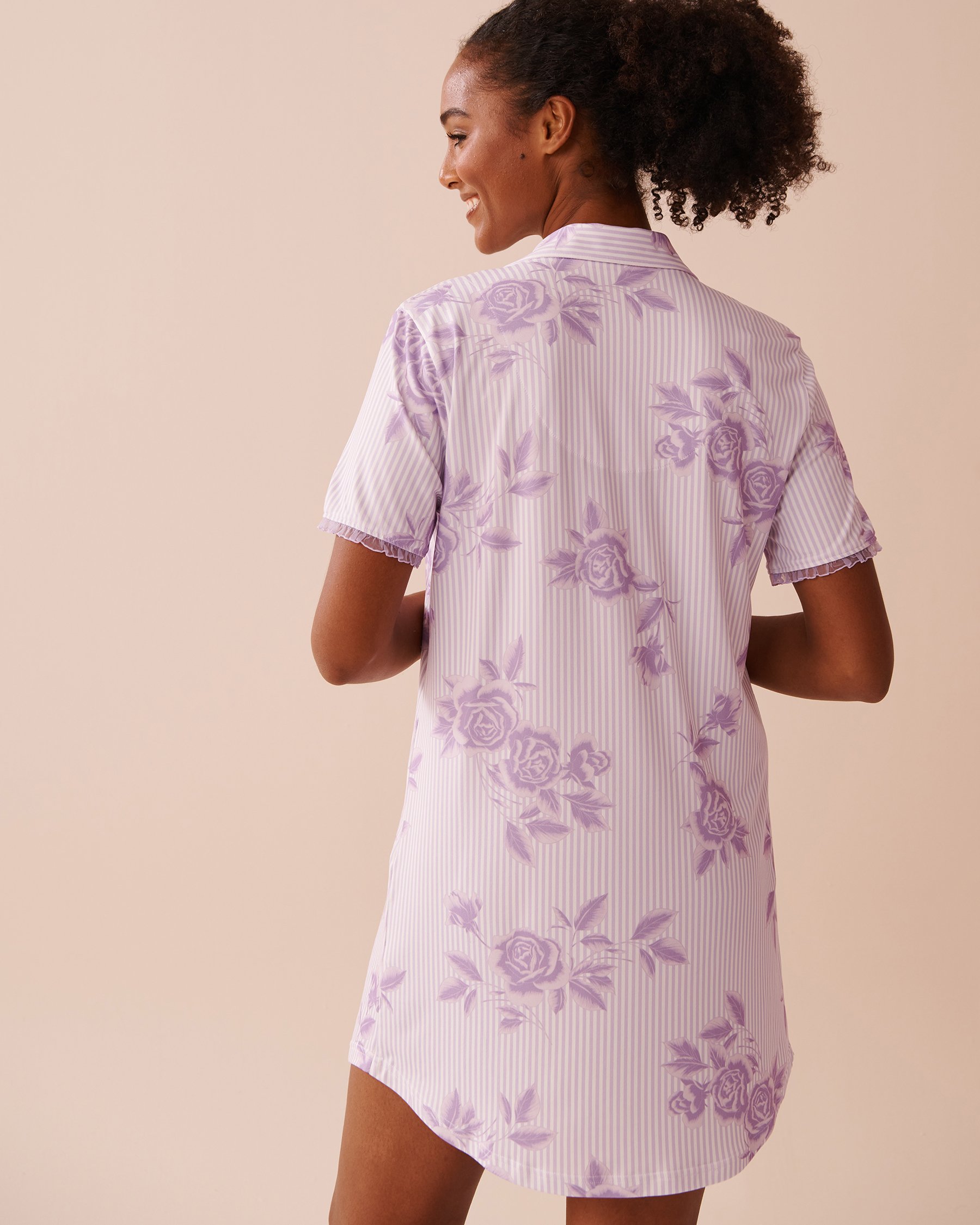 LA VIE EN ROSE Lilac Rose Print Super Soft Sleepshirt Lilac Rose 40500404 - View2