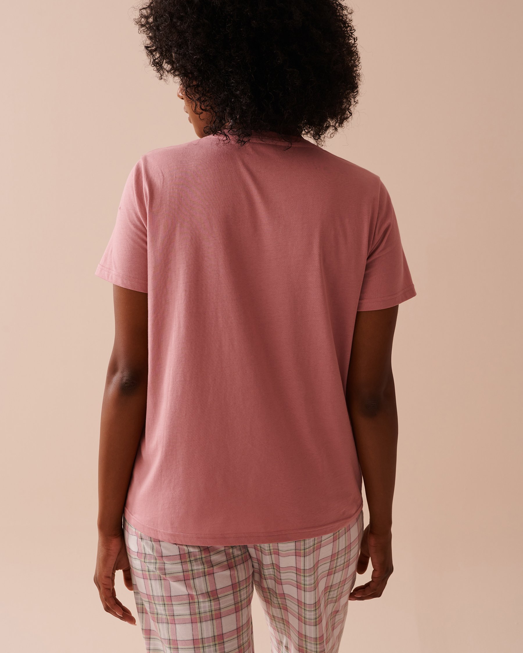 LA VIE EN ROSE Sunflower Print Cotton Crew Neck T-shirt Old Pink 40100693 - View2