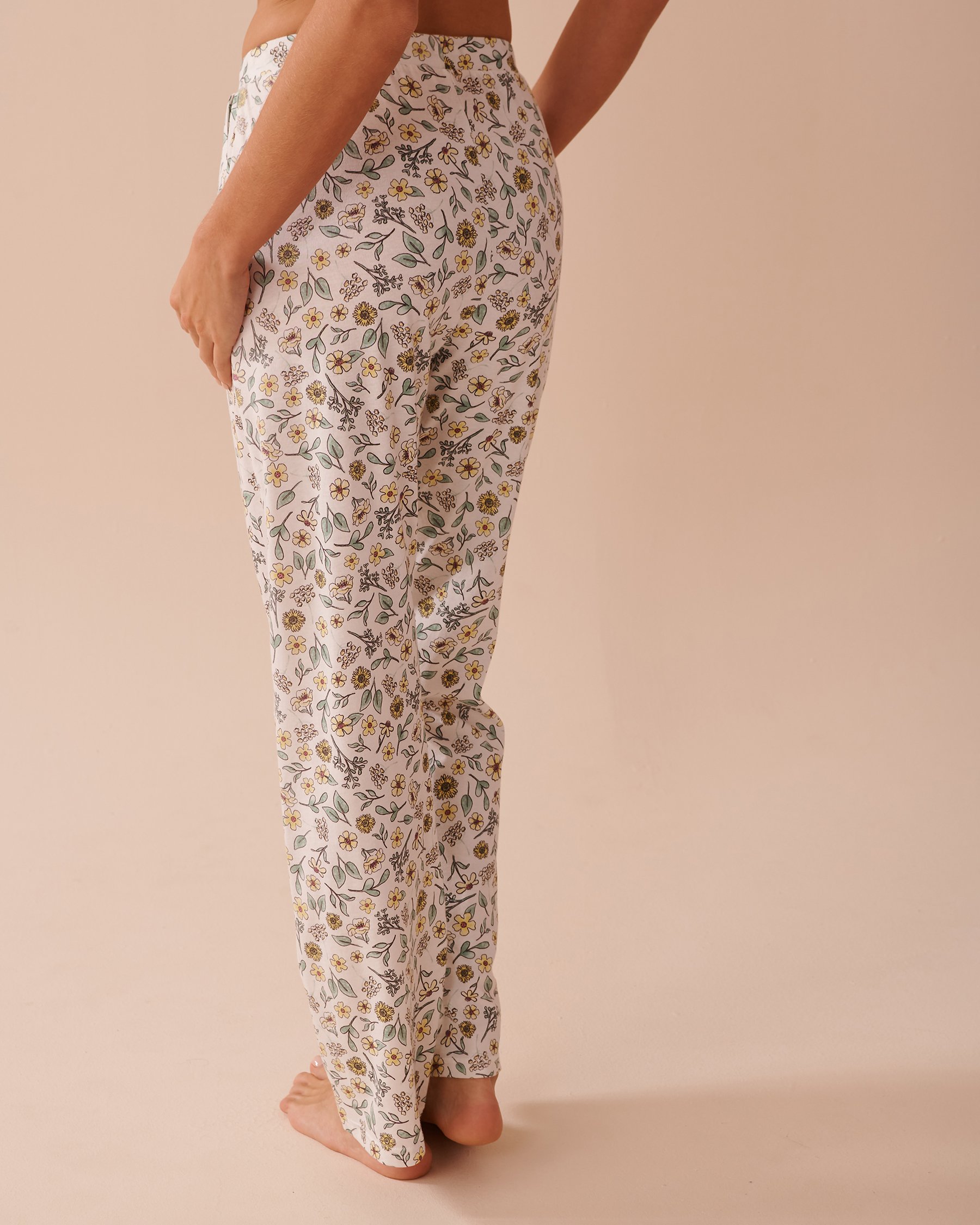 LA VIE EN ROSE Pantalon de pyjama en coton à imprimé tournesol Blanc/Tournesol 40200681 - Voir2