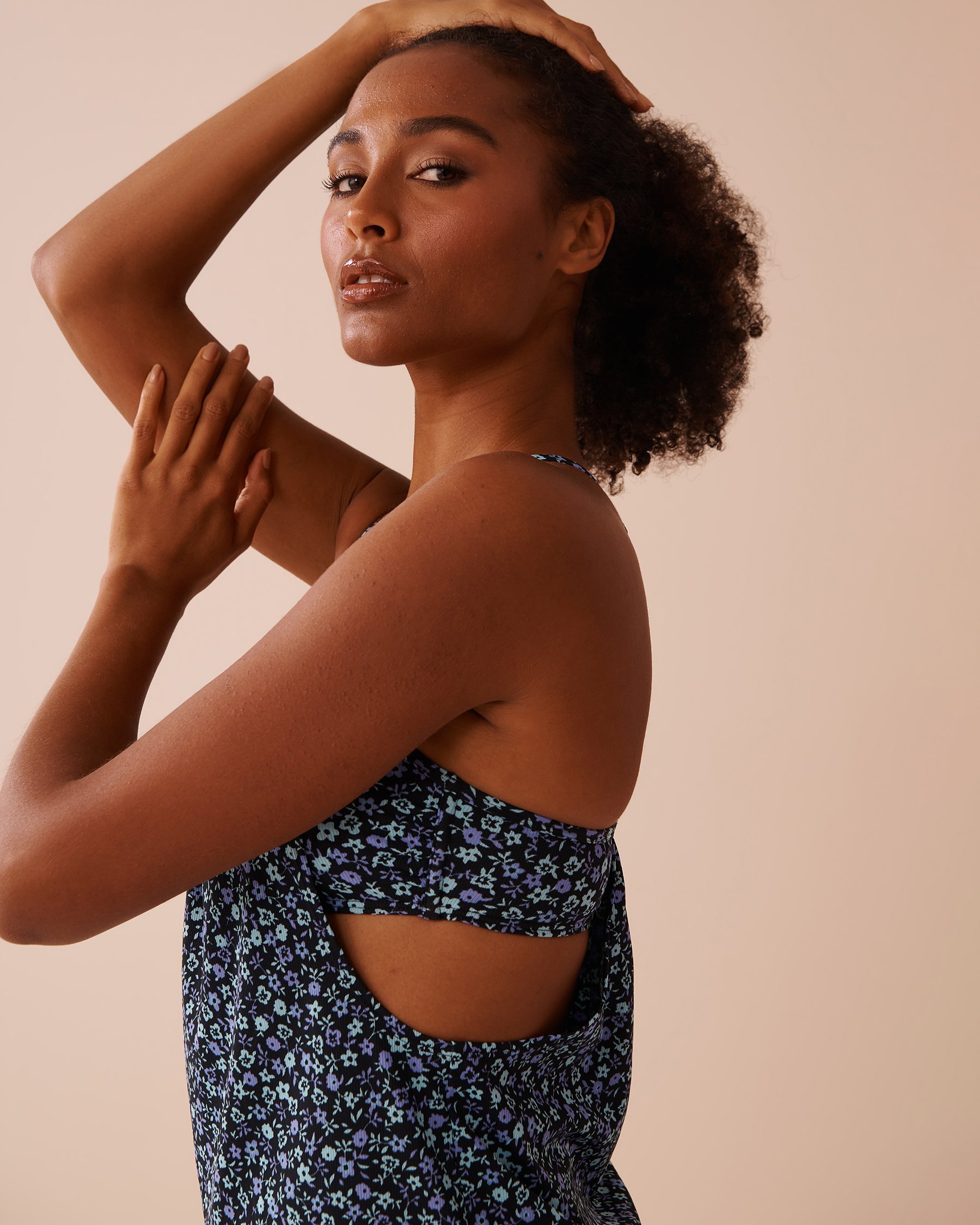 LA VIE EN ROSE AQUA Haut tankini dos nageur en fibres recyclées PERIWINKLE FLOWERS Pervenche en fleurs 70100701 - Voir4