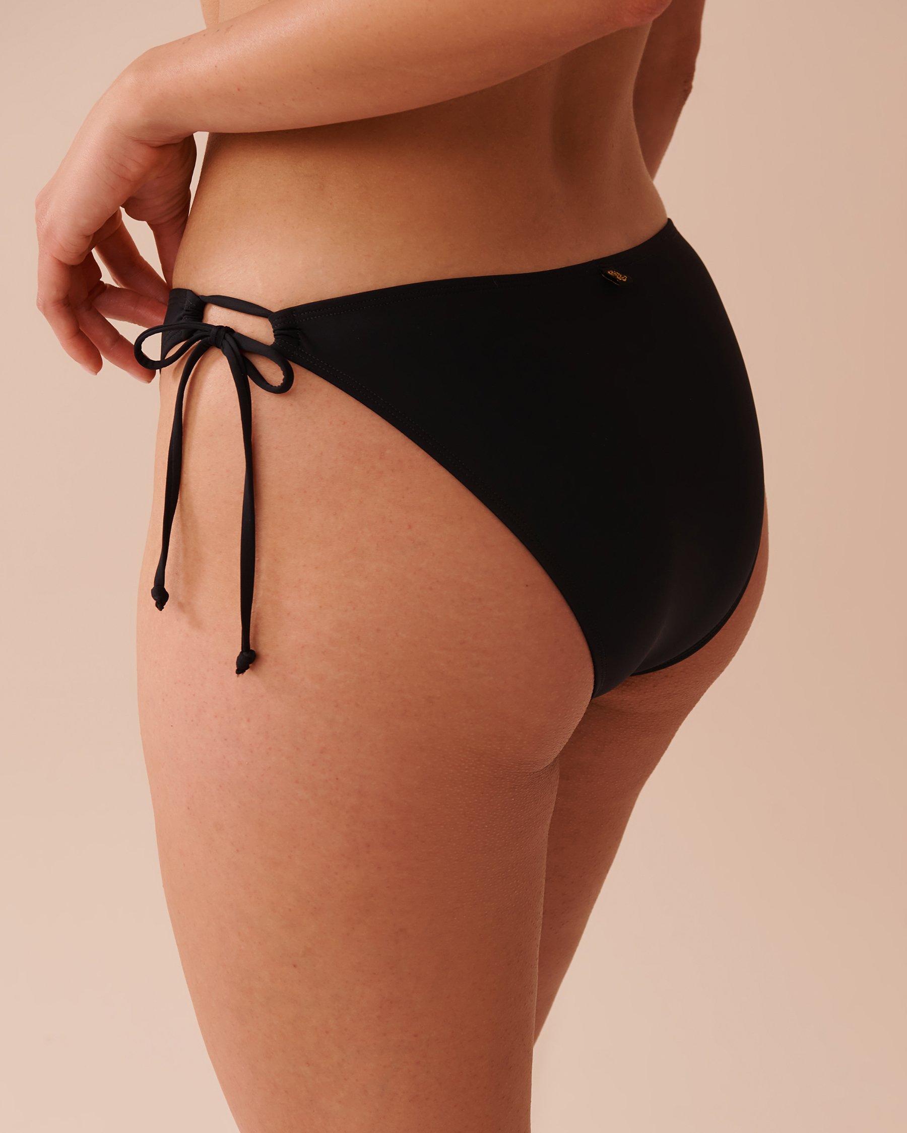 LA VIE EN ROSE AQUA BLACK Side Tie Brazilian Bikini Bottom Black 70300630 - View4