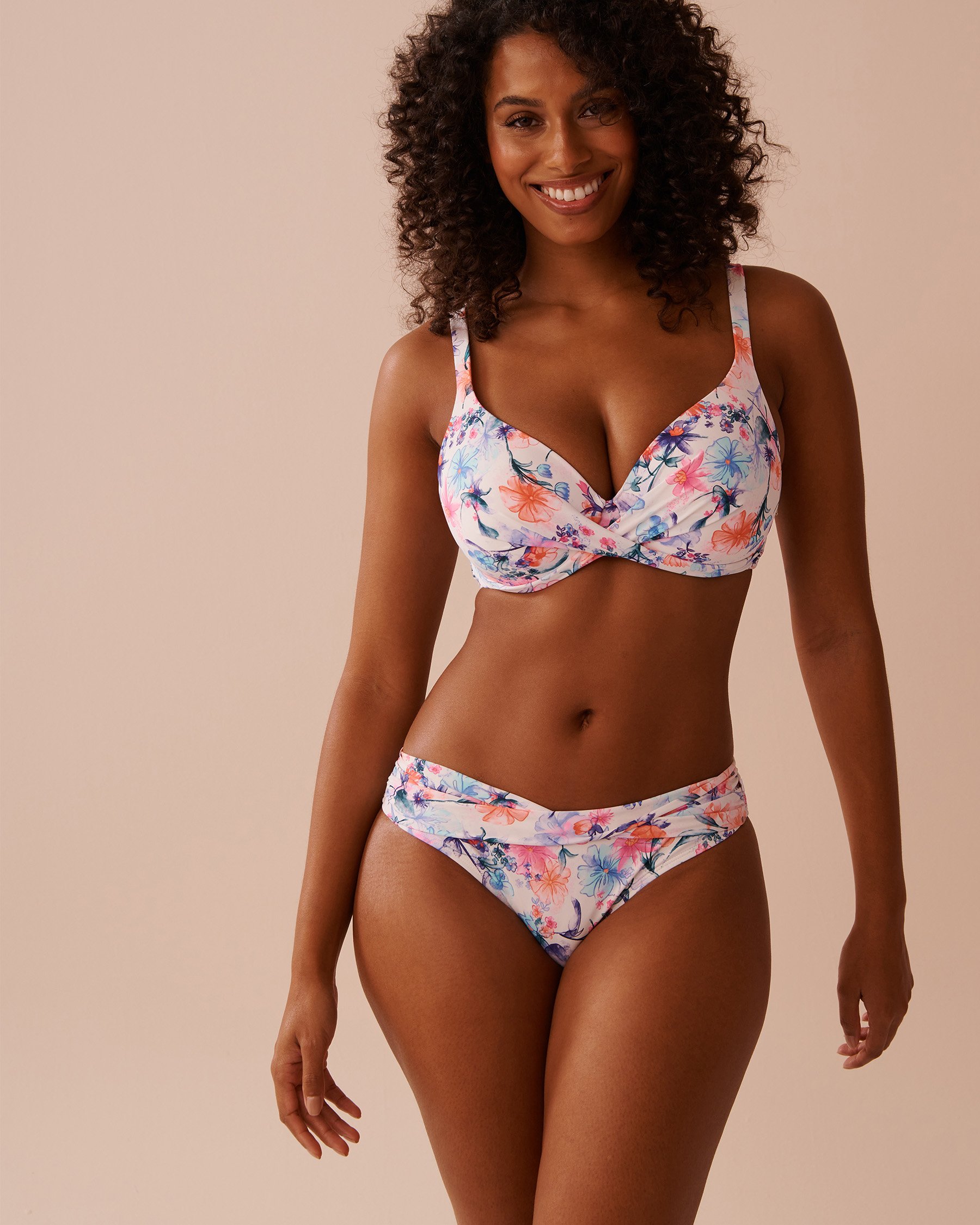 LA VIE EN ROSE AQUA Bas de bikini brésilien WATERCOLOUR Fleurs en aquarelle 70300641 - Voir5
