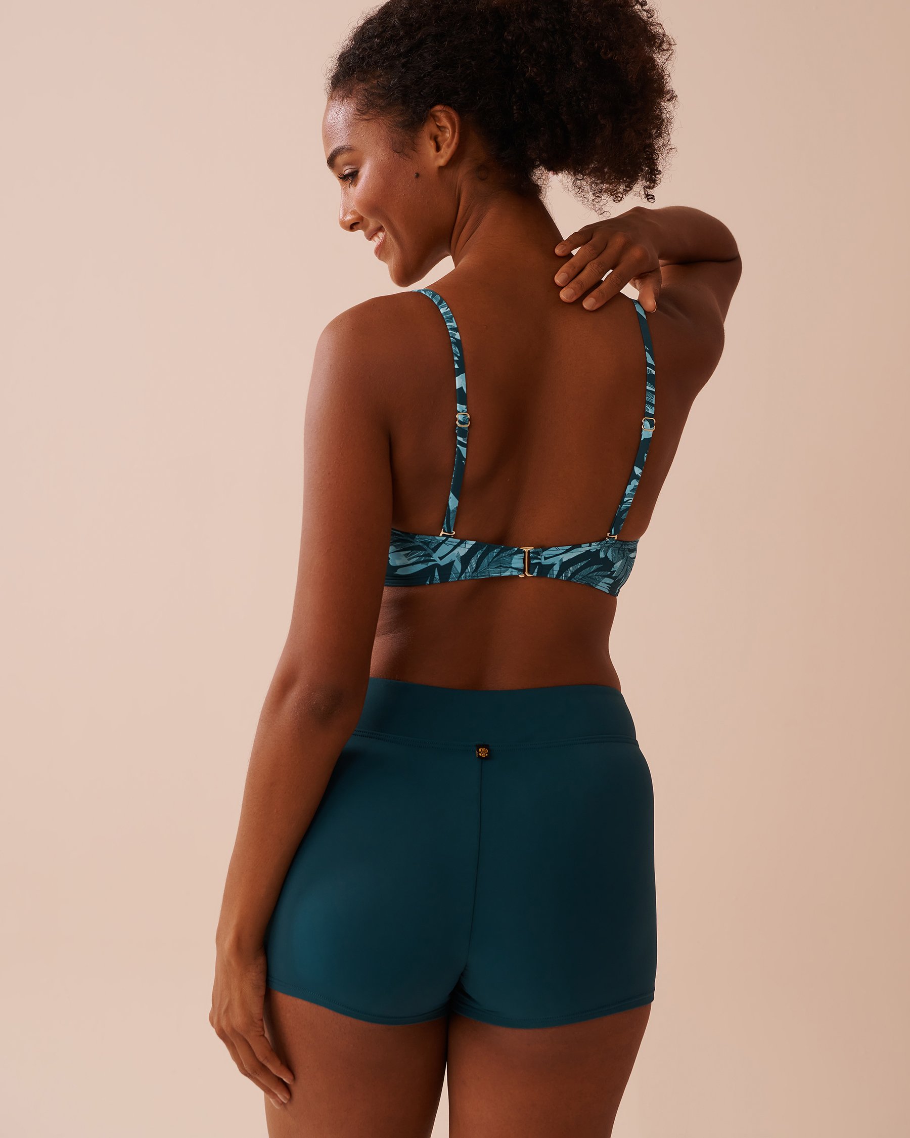 LA VIE EN ROSE AQUA DEEP TEAL Mid-rise Boyleg Bikini Bottom Deep Teal 70300654 - View3