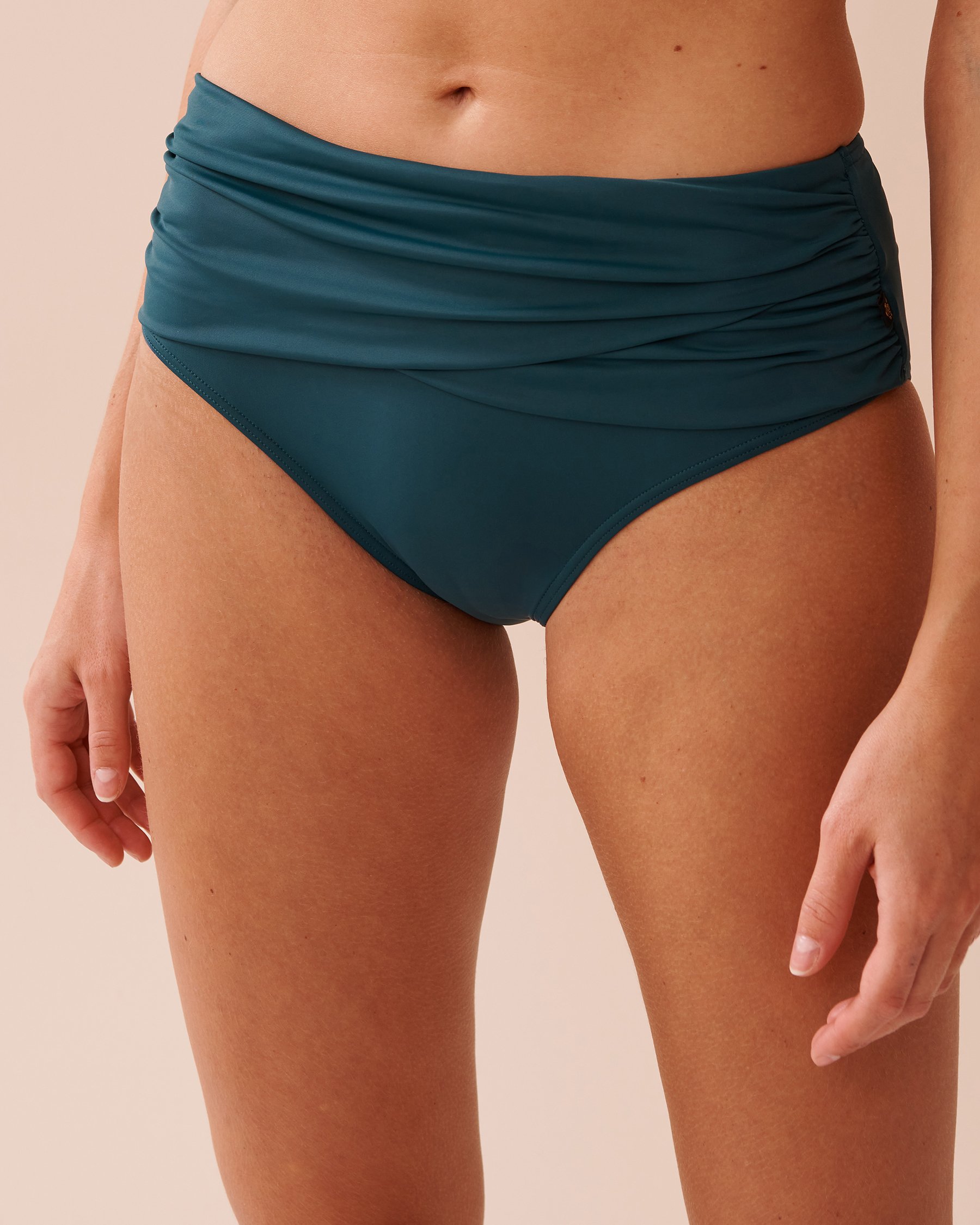 LA VIE EN ROSE AQUA DEEP TEAL Draped Mid Waist Bikini Bottom Deep Teal 70300656 - View4