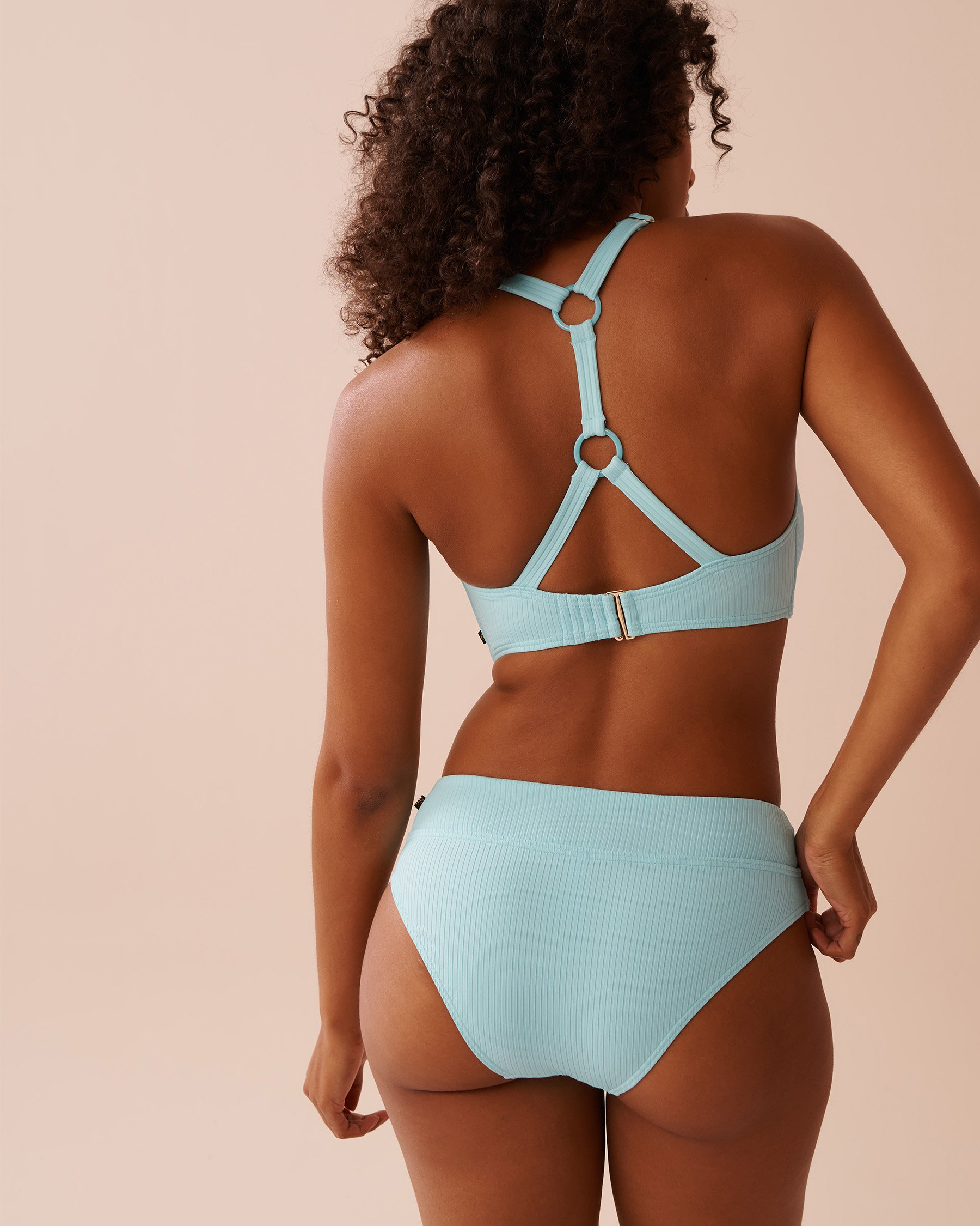 LA VIE EN ROSE AQUA CYAN BLUE Textured D Cup Full Coverage Bikini Top Cyan Blue 70200150 - View5
