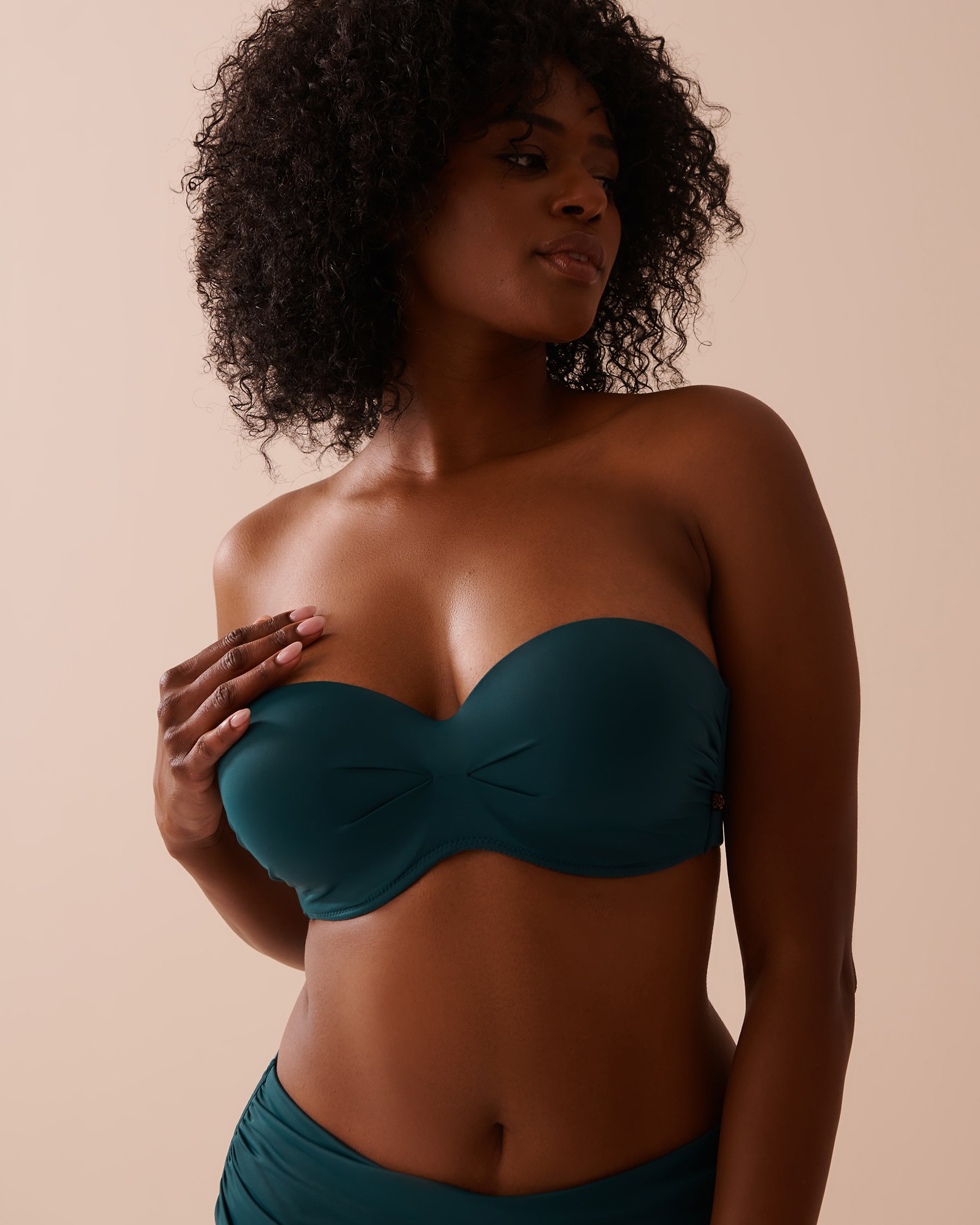 LA VIE EN ROSE AQUA DEEP TEAL D Cup Bandeau Bikini Top Deep Teal 70200156 - View4