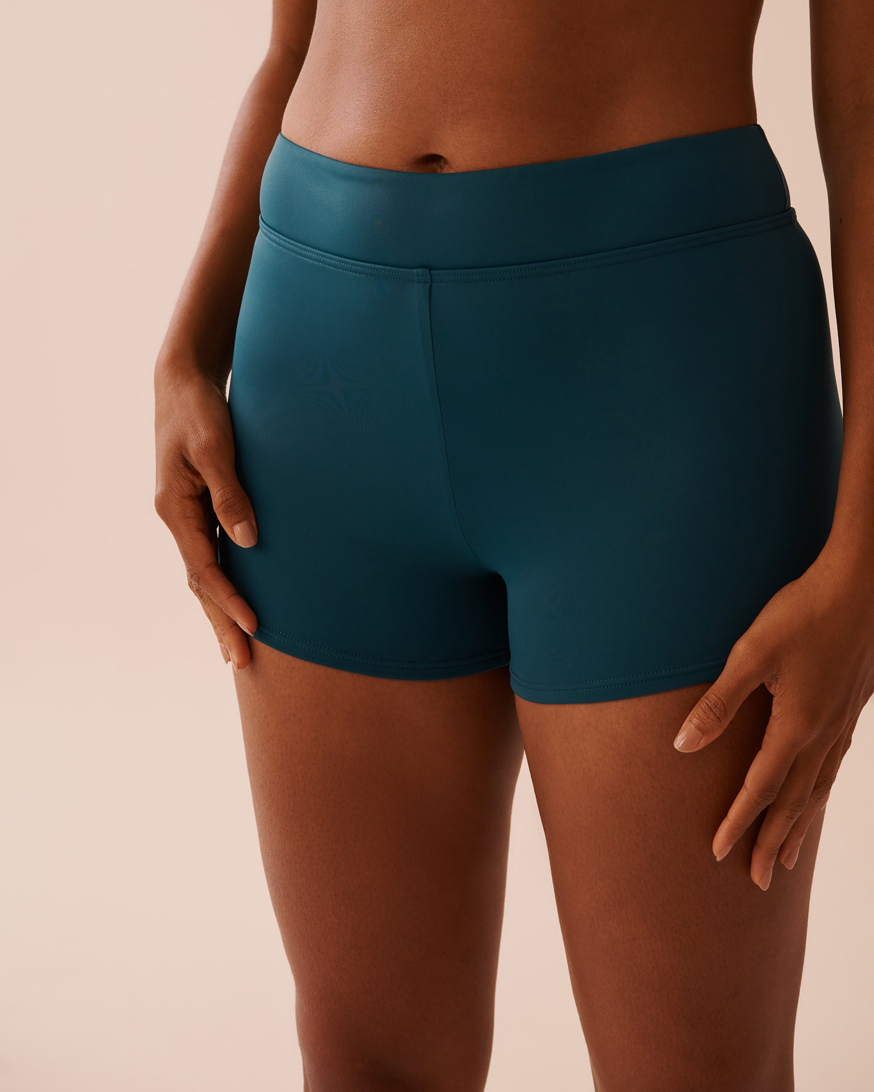 LA VIE EN ROSE AQUA DEEP TEAL Mid-rise Boyshort Bikini Bottom Deep Teal 70300654 - View1