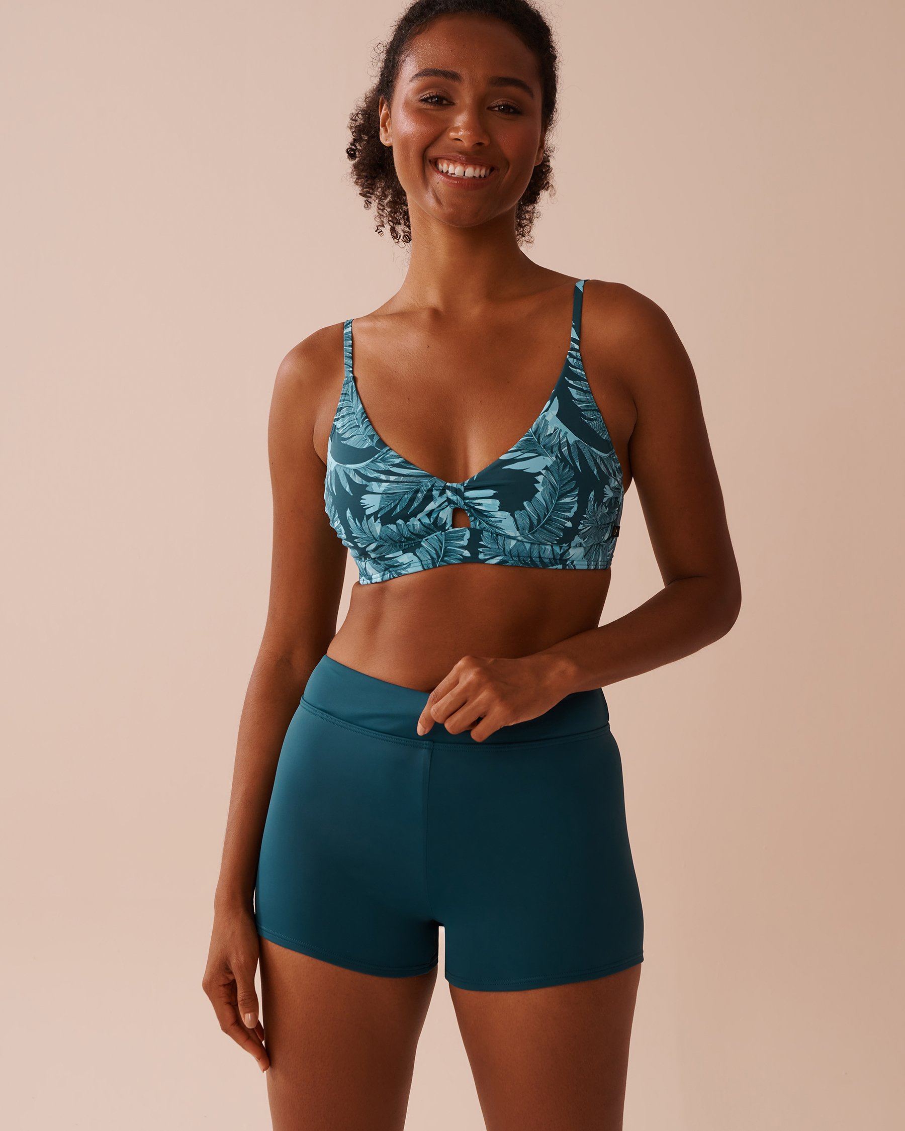 LA VIE EN ROSE AQUA DEEP TEAL Mid-rise Boyshort Bikini Bottom Deep Teal 70300654 - View2