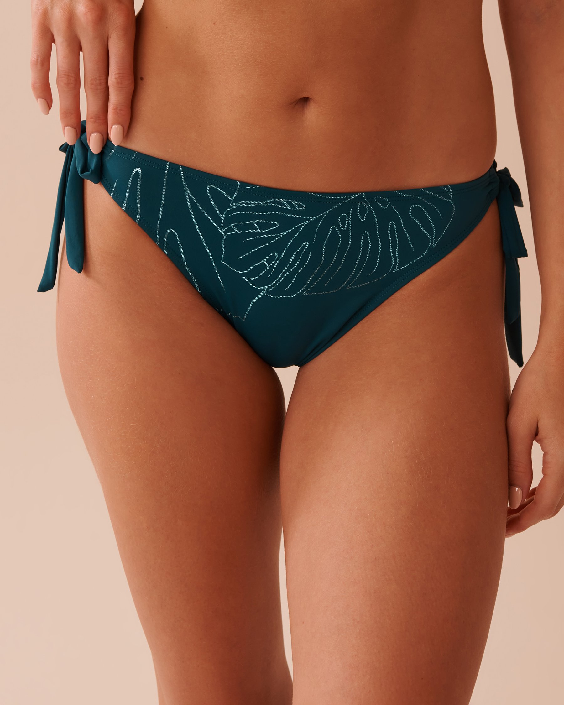 LA VIE EN ROSE AQUA MONSTERA Side Tie Brazilian Bikini Bottom Monstera 70300645 - View3