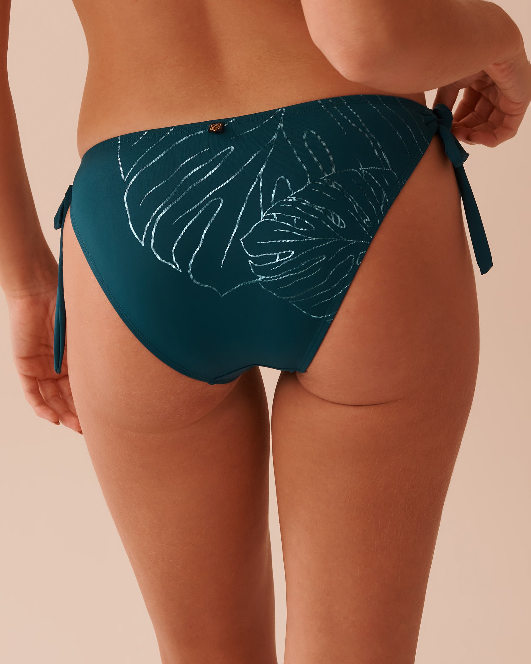 LA VIE EN ROSE AQUA MONSTERA Side Tie Brazilian Bikini Bottom Monstera 70300645 - View5