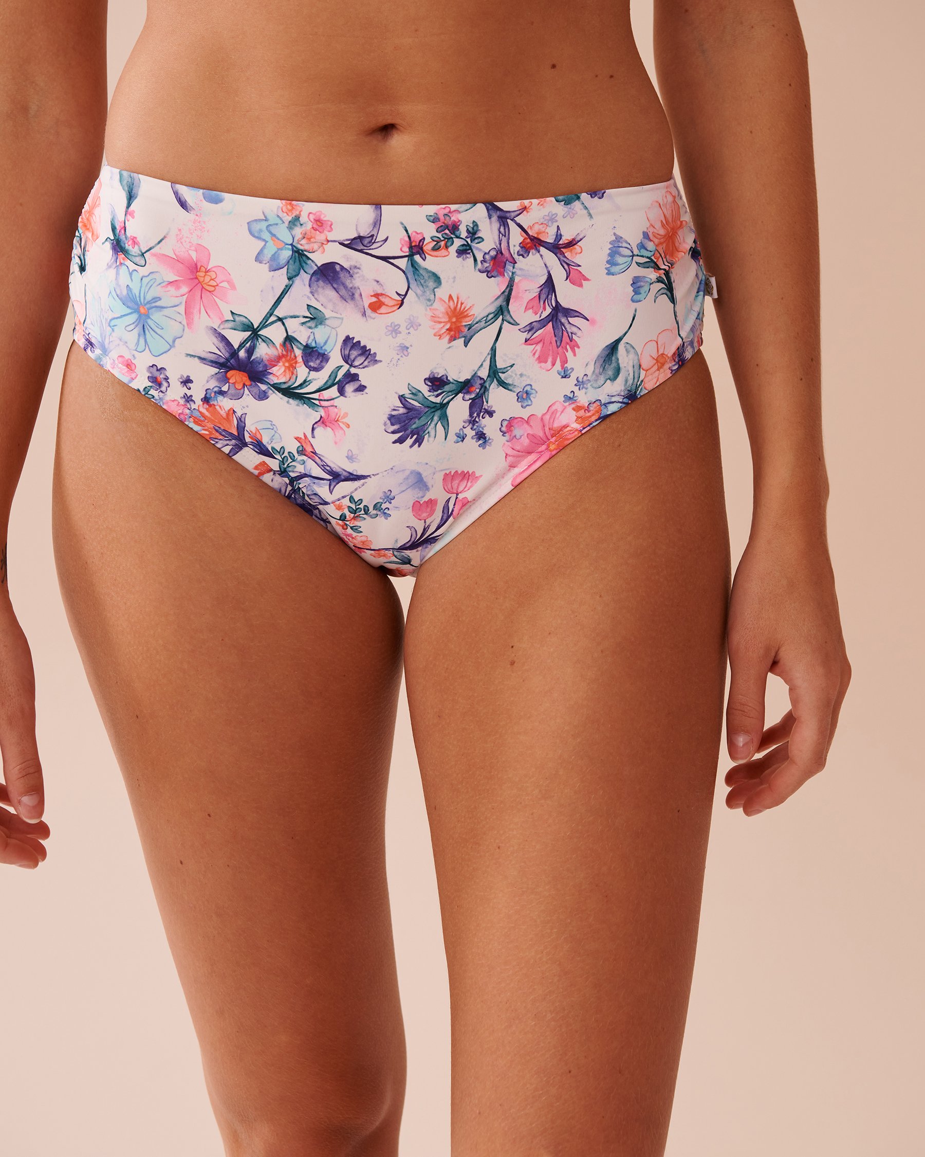 LA VIE EN ROSE AQUA WATERCOLOR Mid-rise Bikini Bottom Watercolor Flowers 70300642 - View4