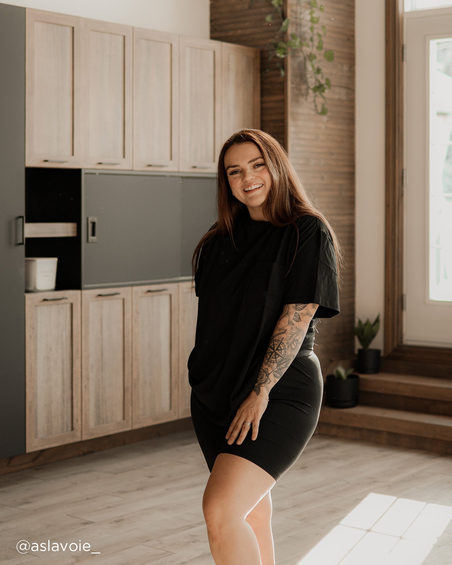 LA VIE EN ROSE Short de pyjama style biker en coton Noir 40200665 - View3