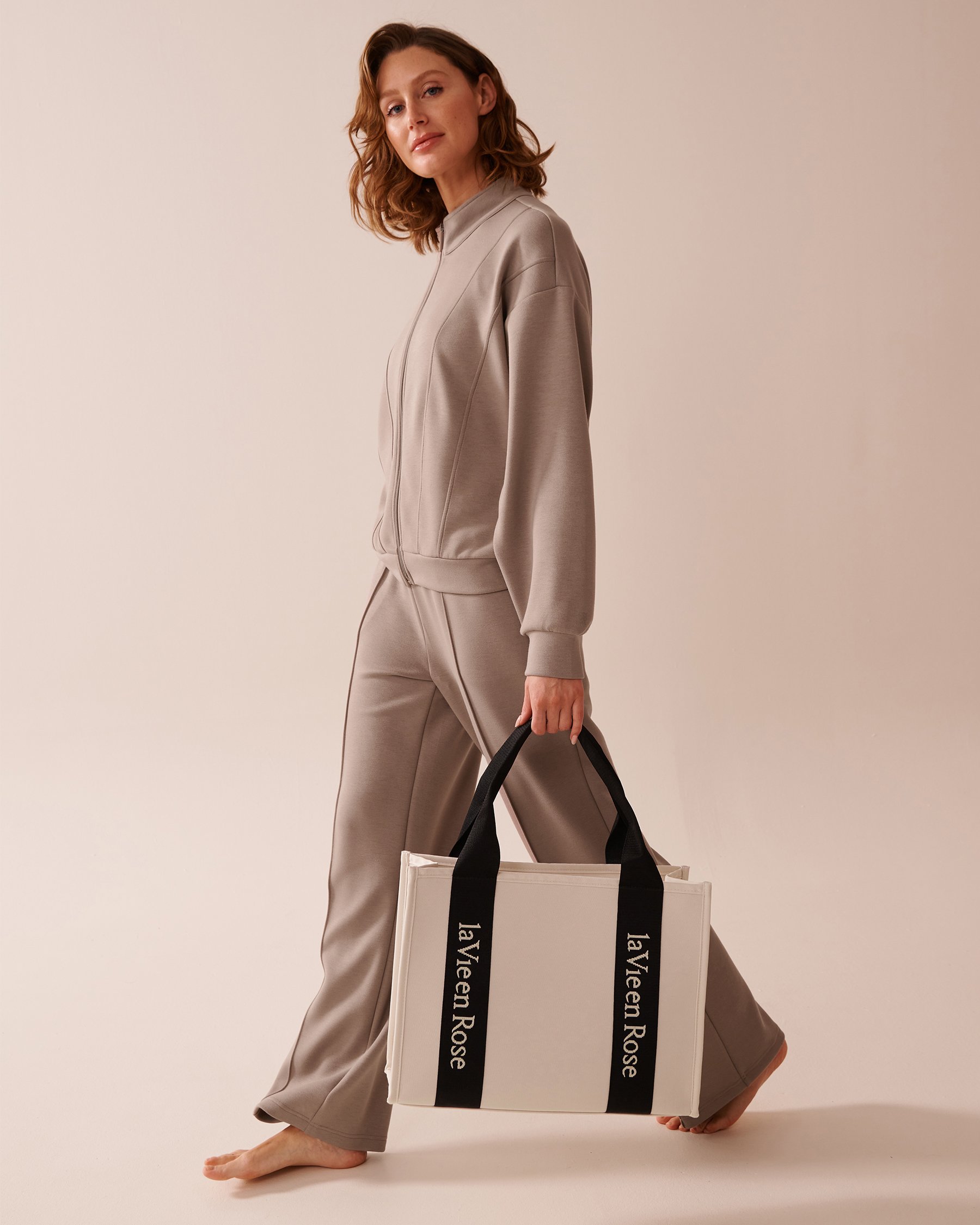 LA VIE EN ROSE Sac fourre-tout en toile robuste Beige clair 40700376 - View4