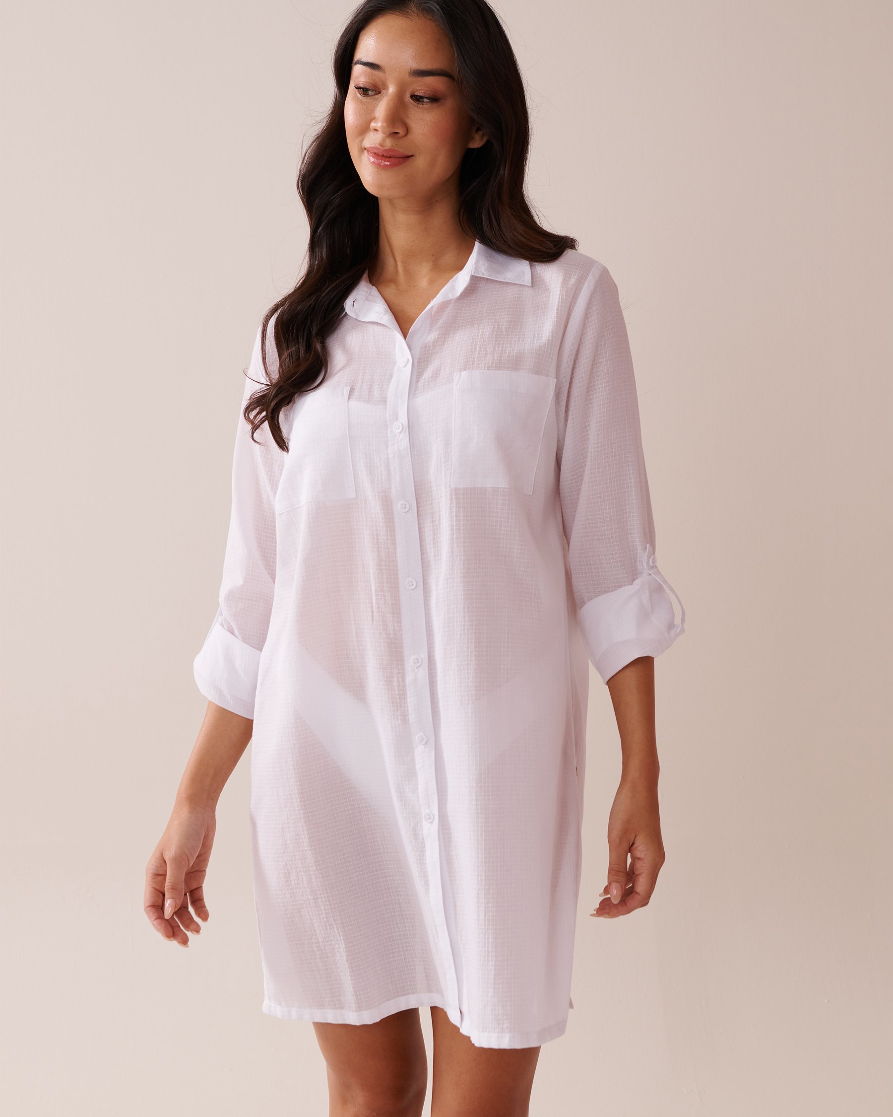 LA VIE EN ROSE AQUA Chemise longue en coton Blanc 80400064 - Voir2