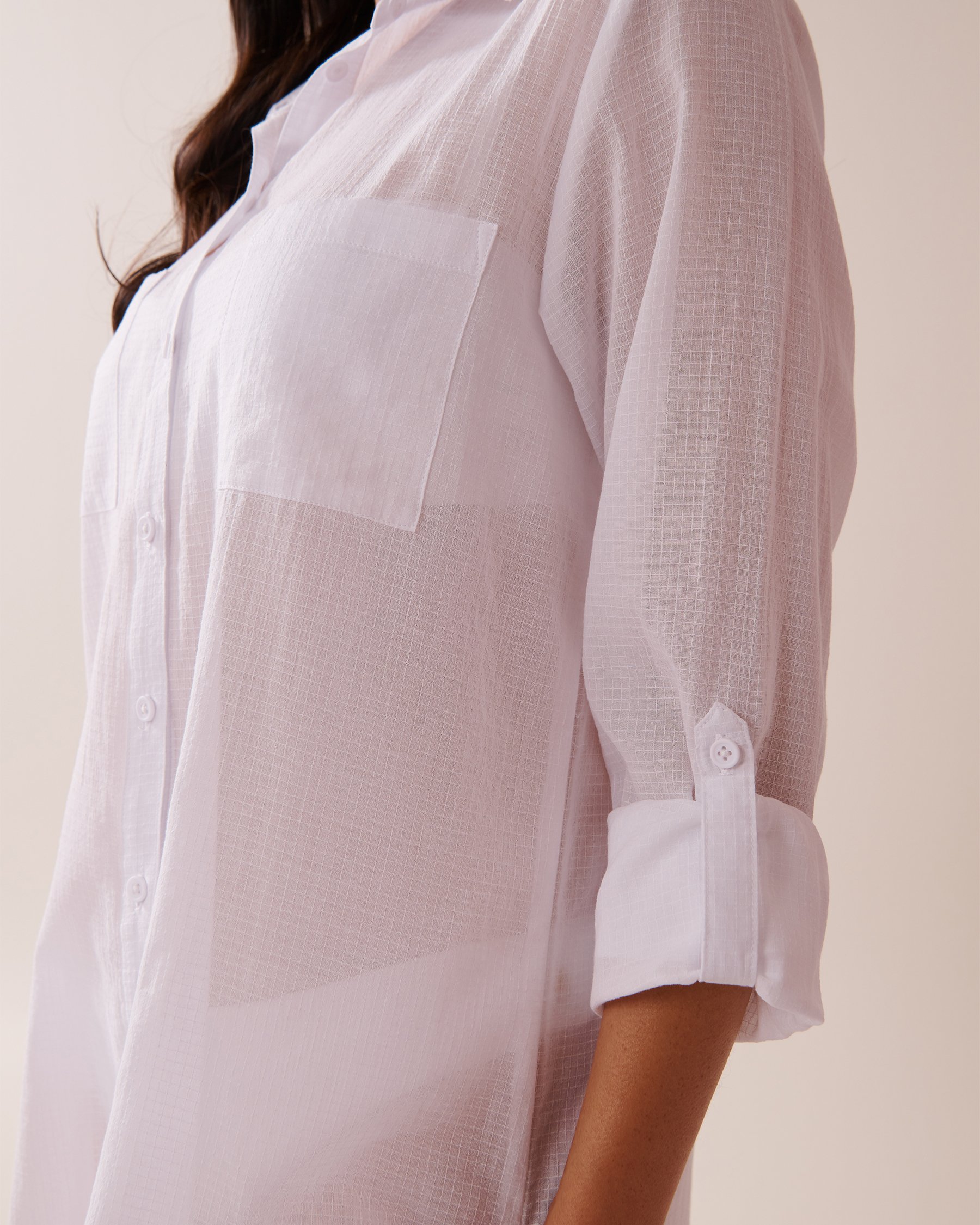 LA VIE EN ROSE AQUA Chemise longue en coton Blanc 80400064 - Voir4