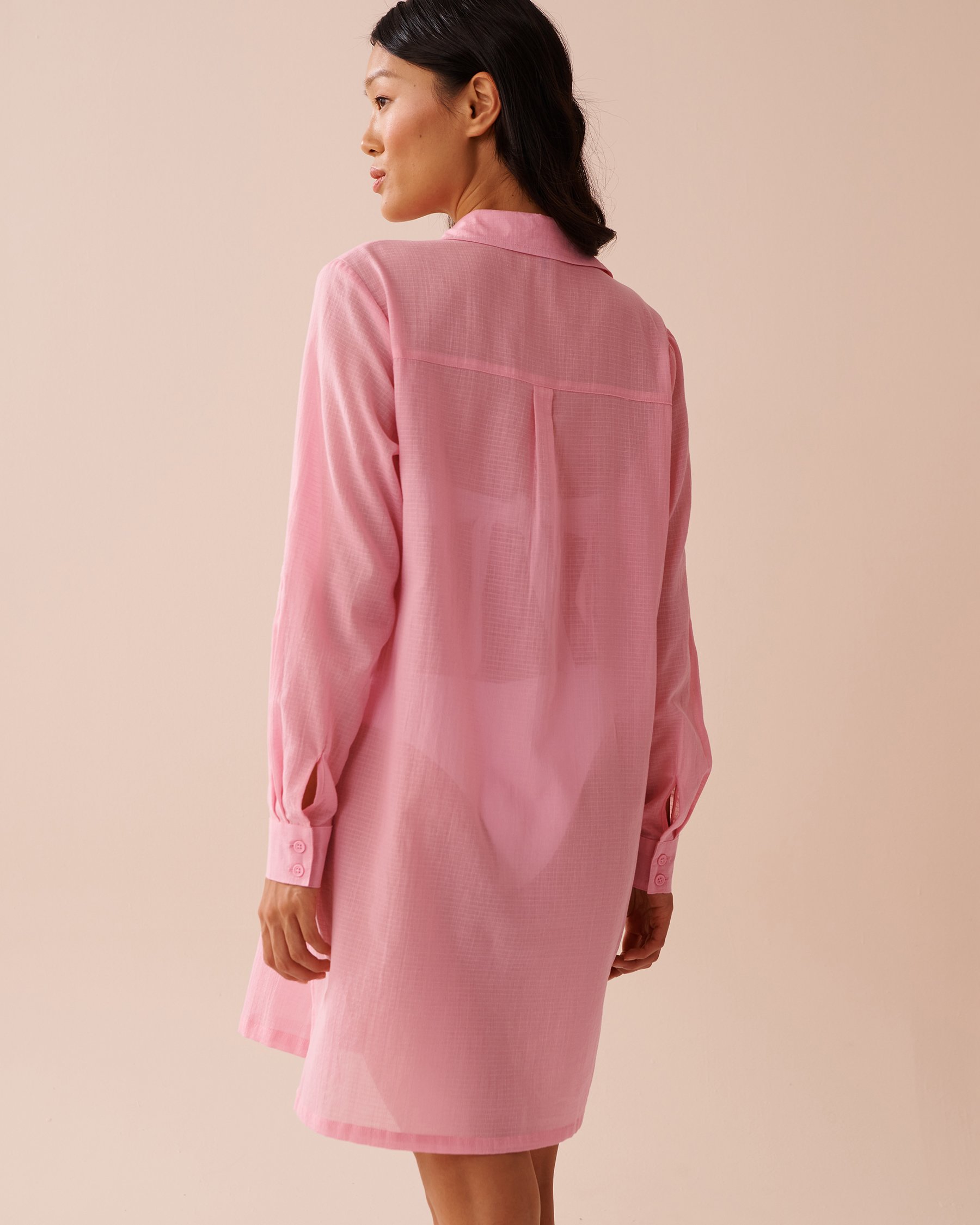 LA VIE EN ROSE AQUA Chemise longue en coton Rose 80400064 - Voir2