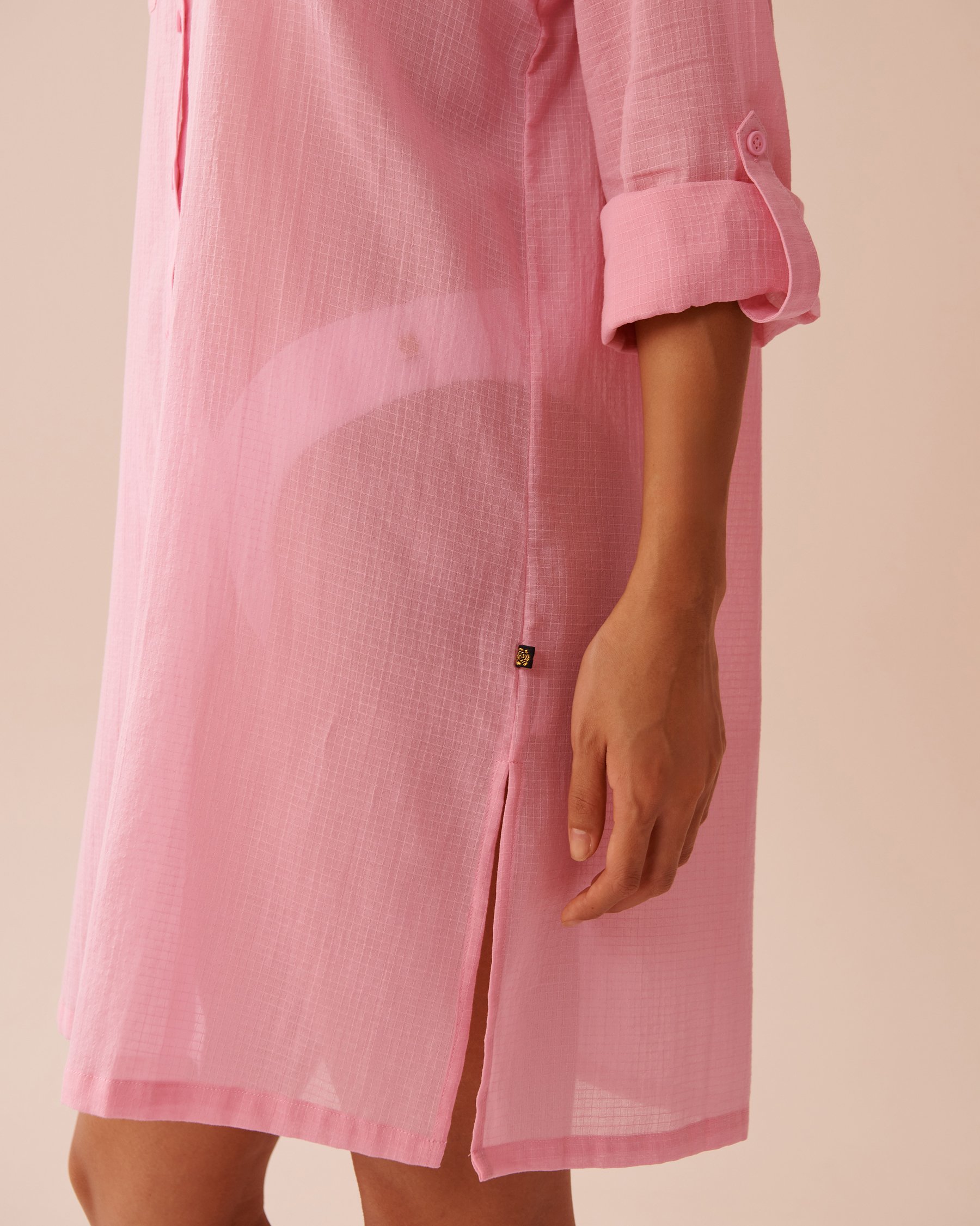 LA VIE EN ROSE AQUA Chemise longue en coton Rose 80400064 - Voir4