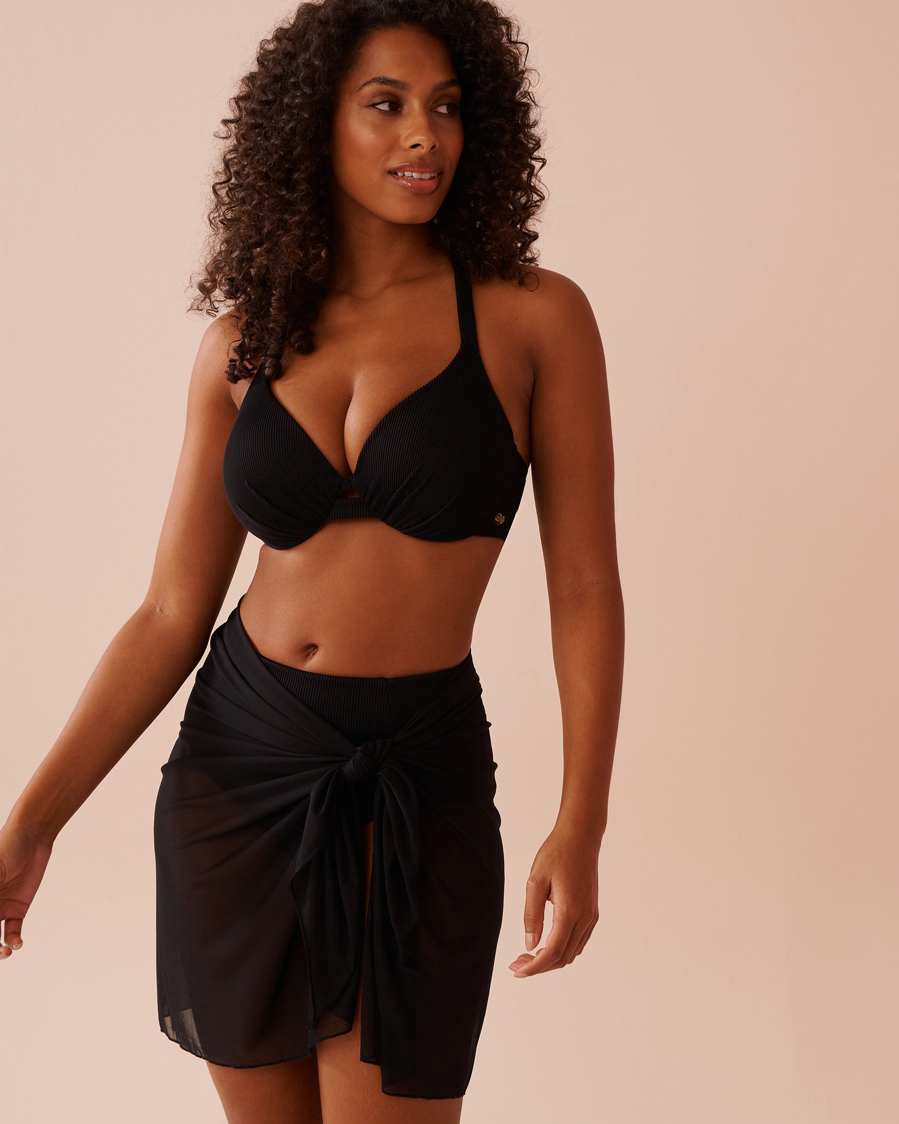 LA VIE EN ROSE AQUA Short Mesh Pareo Black 80200065 - View3