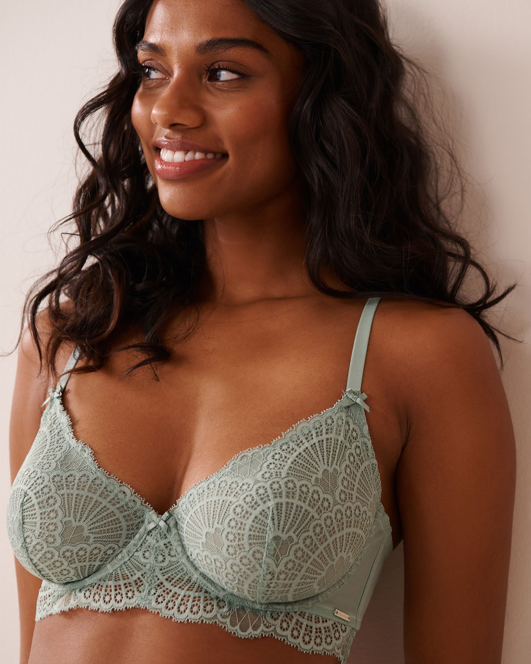 LA VIE EN ROSE Unlined Demi Bra Sage Green 10100169 - View3