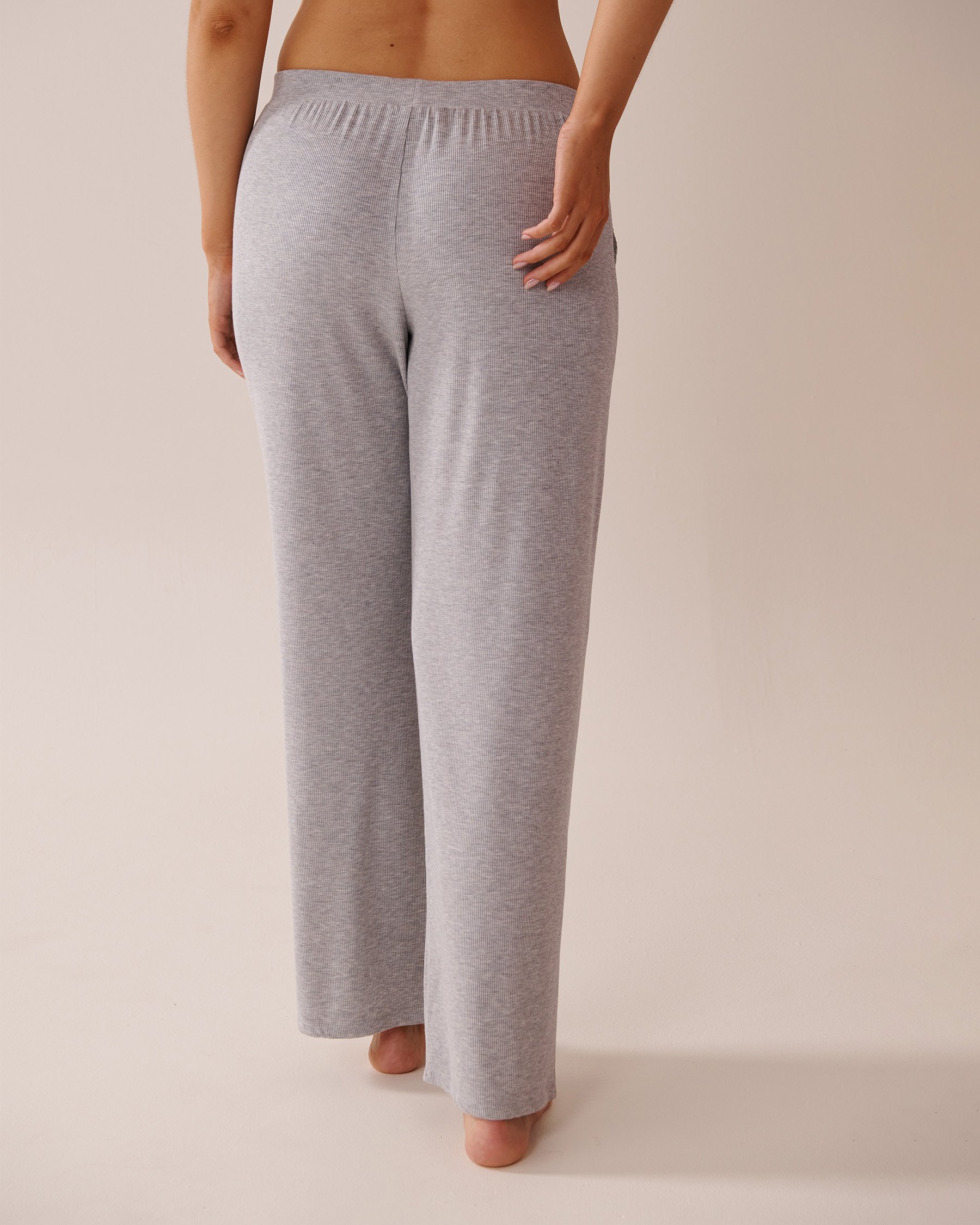 LA VIE EN ROSE Ribbed Modal Pants Grey 60200123 - View2