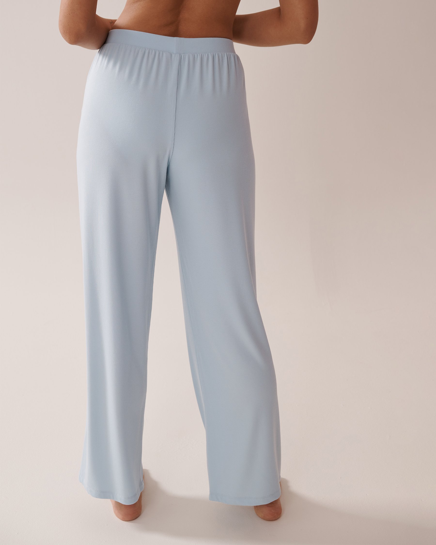LA VIE EN ROSE Pantalon en modal côtelé Bleu ciel 60200123 - Voir2