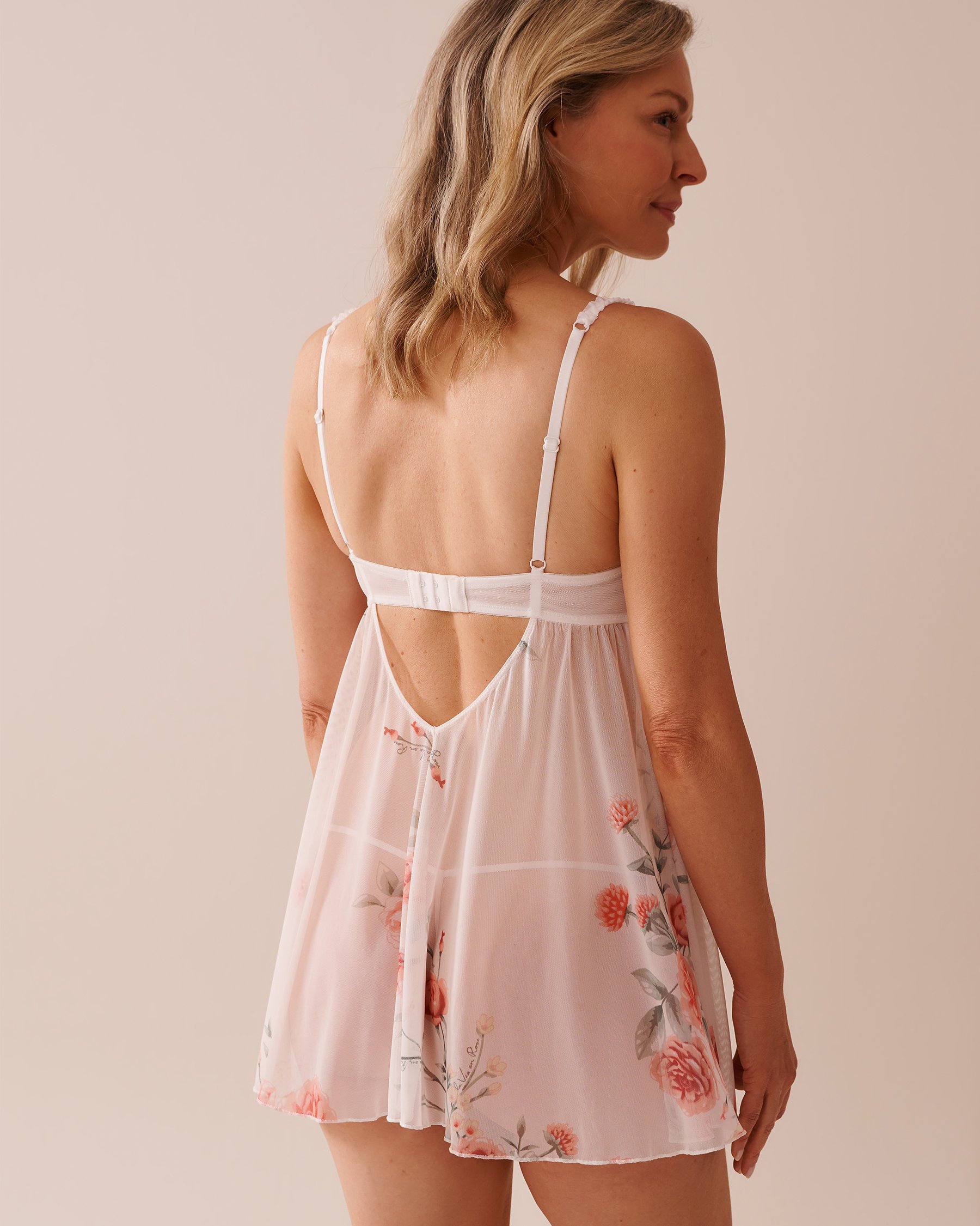 LA VIE EN ROSE Embroidered Mesh Balconette Babydoll Romantic Bouquet 60500183 - View2