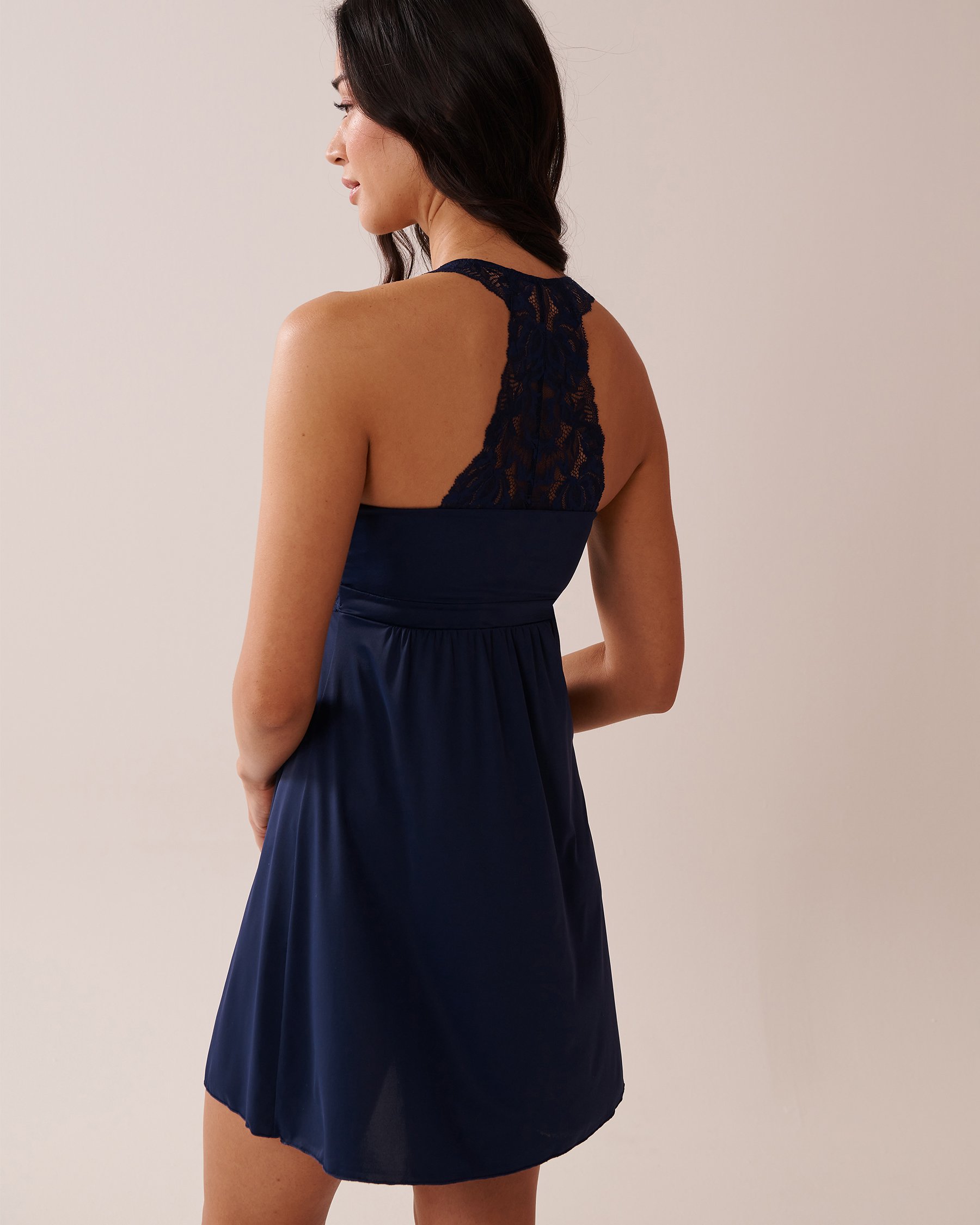 LA VIE EN ROSE Lace Overlay Nightie Navy Blue 60500185 - View2