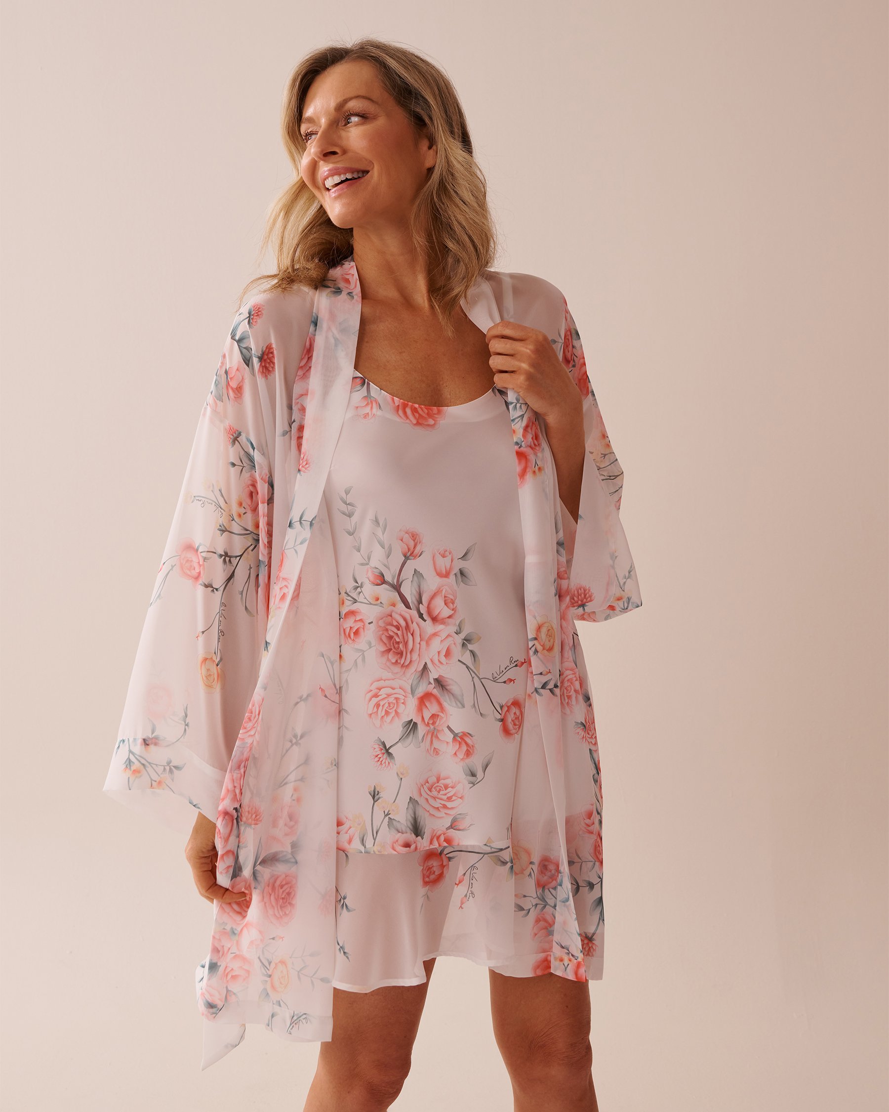 LA VIE EN ROSE Kimono en chiffon bouquet romantique Bouquet romantique 60600090 - View4