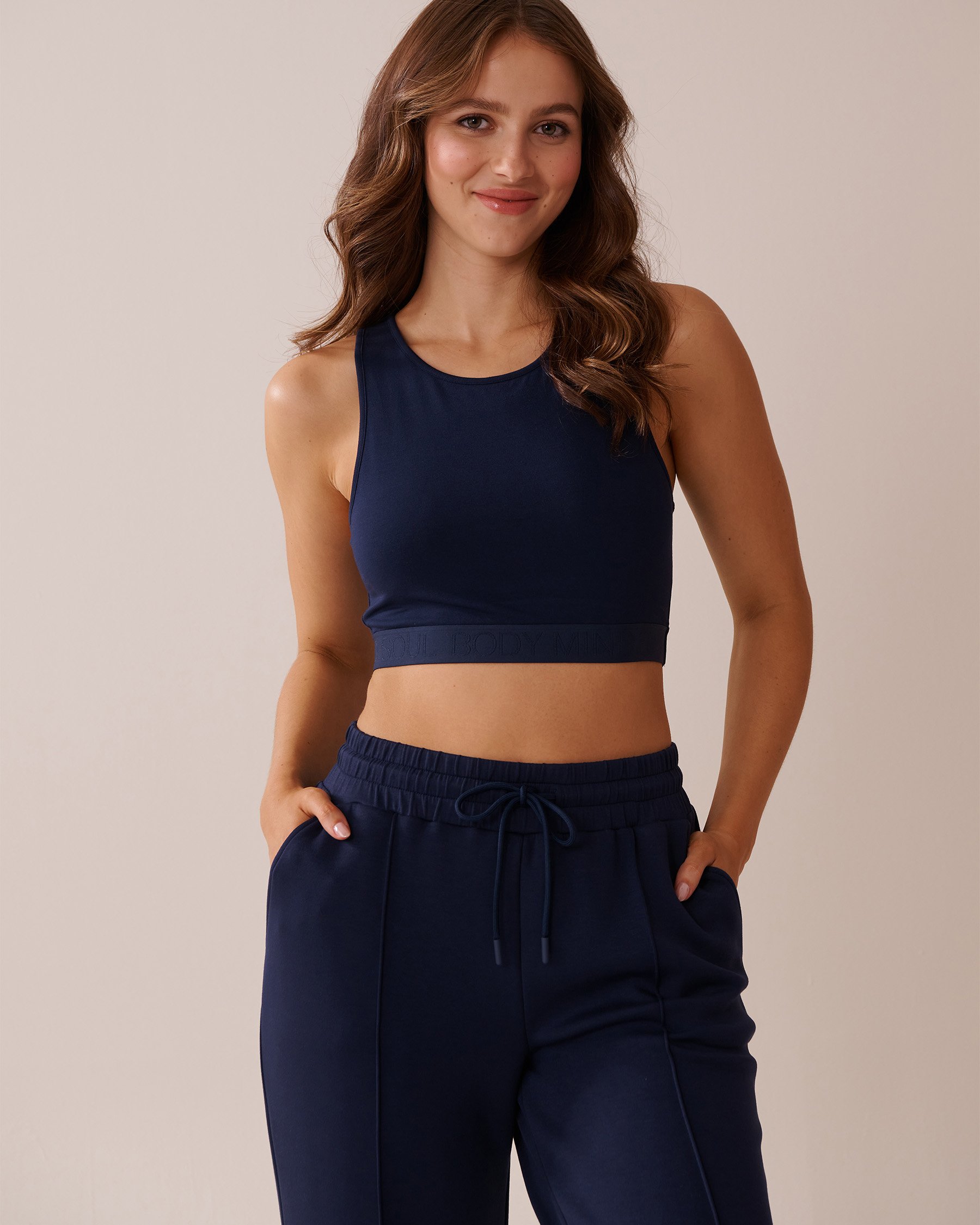 LA VIE EN ROSE Modal Crop Cami Navy Blue 50100103 - View1