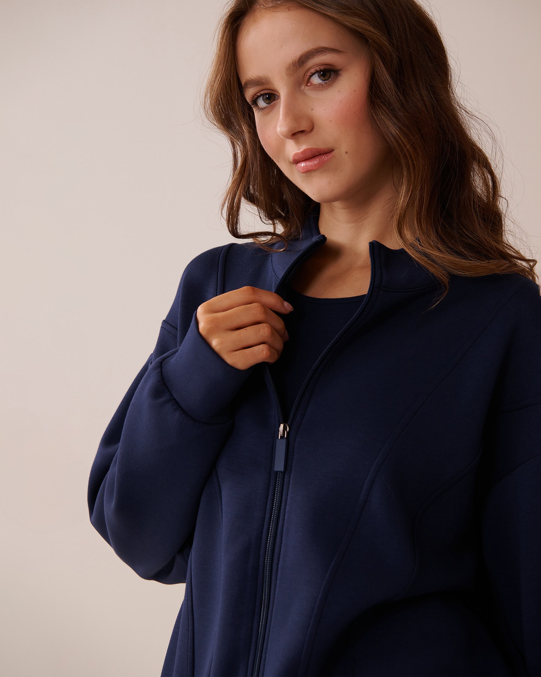 LA VIE EN ROSE Chandail à fermeture éclair Bleu marine 50100100 - View4
