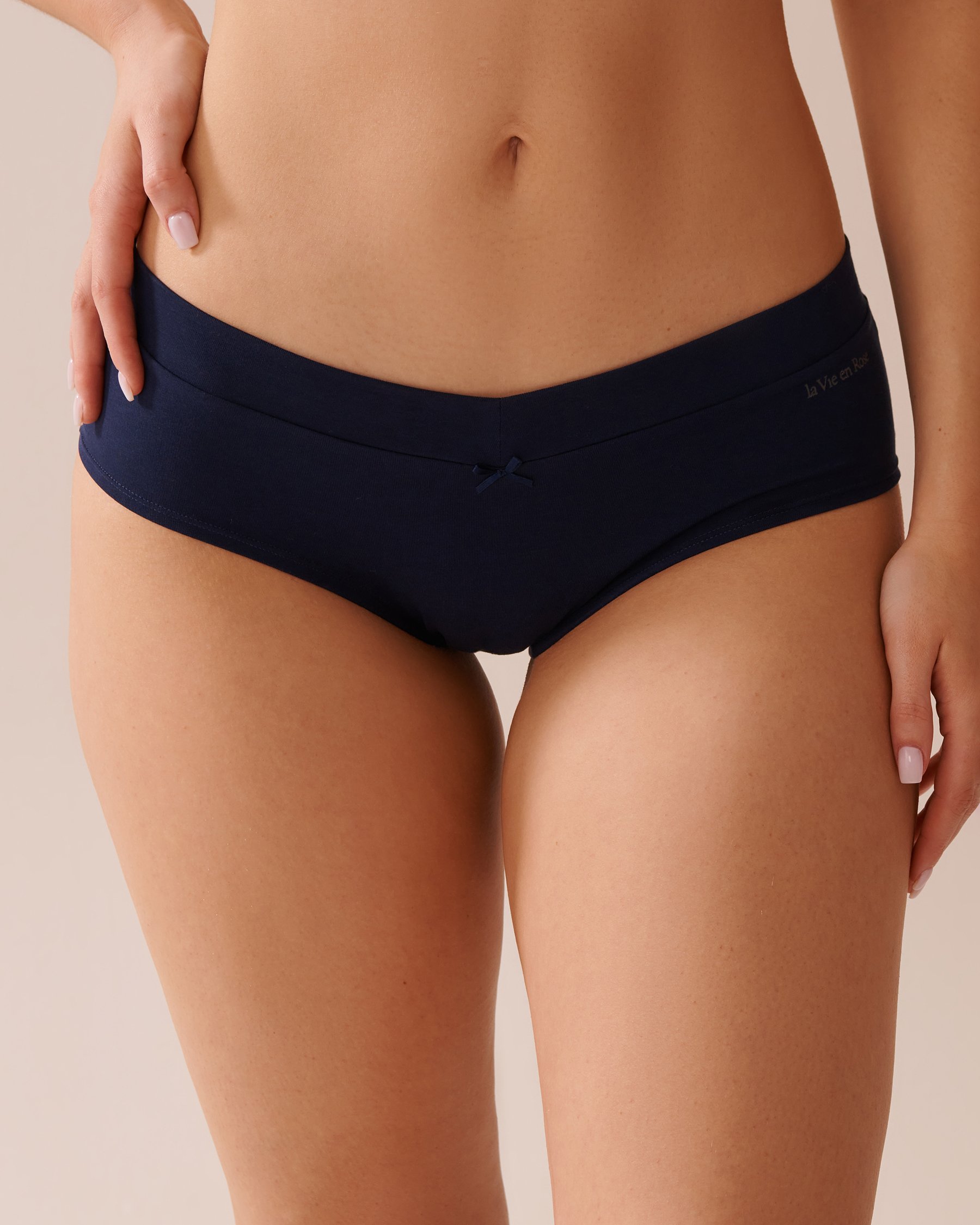 LA VIE EN ROSE Culotte aux hanches en coton Bleu marine 20100573 - Voir1
