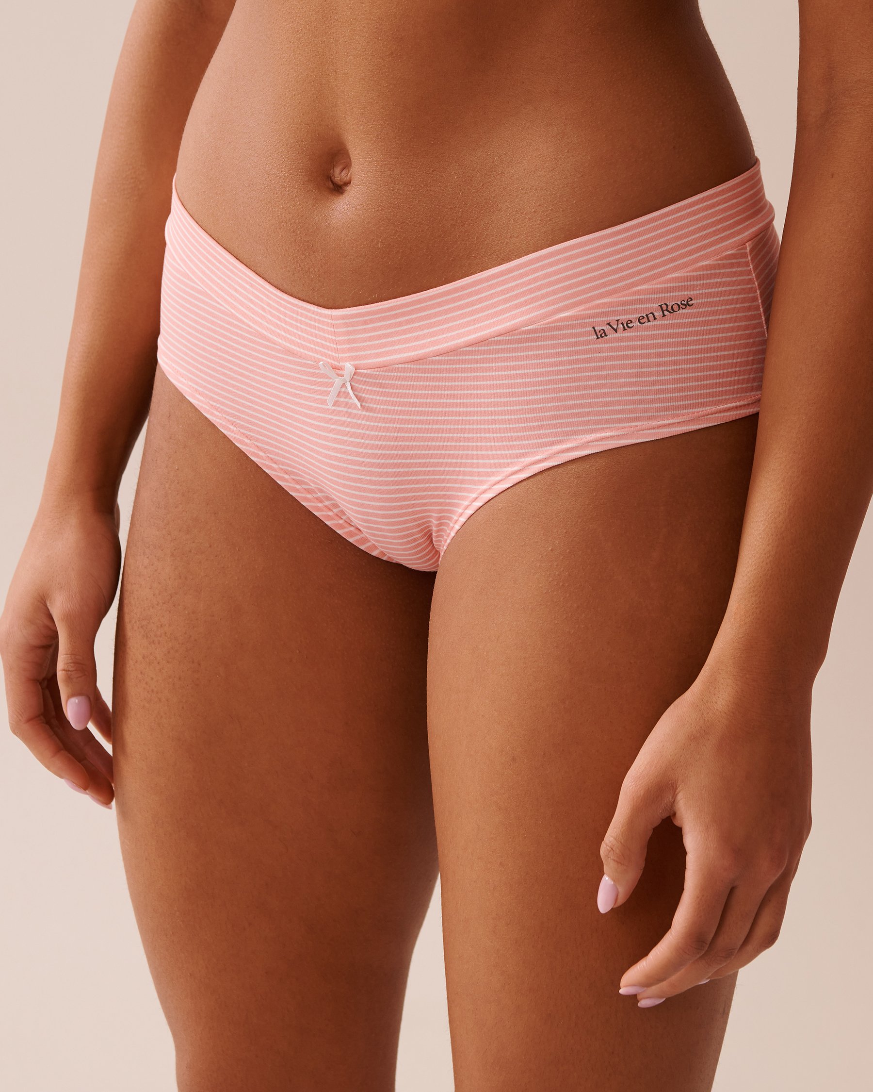 LA VIE EN ROSE Cotton Hiphugger Panty Peachy Stripes 20100573 - View1