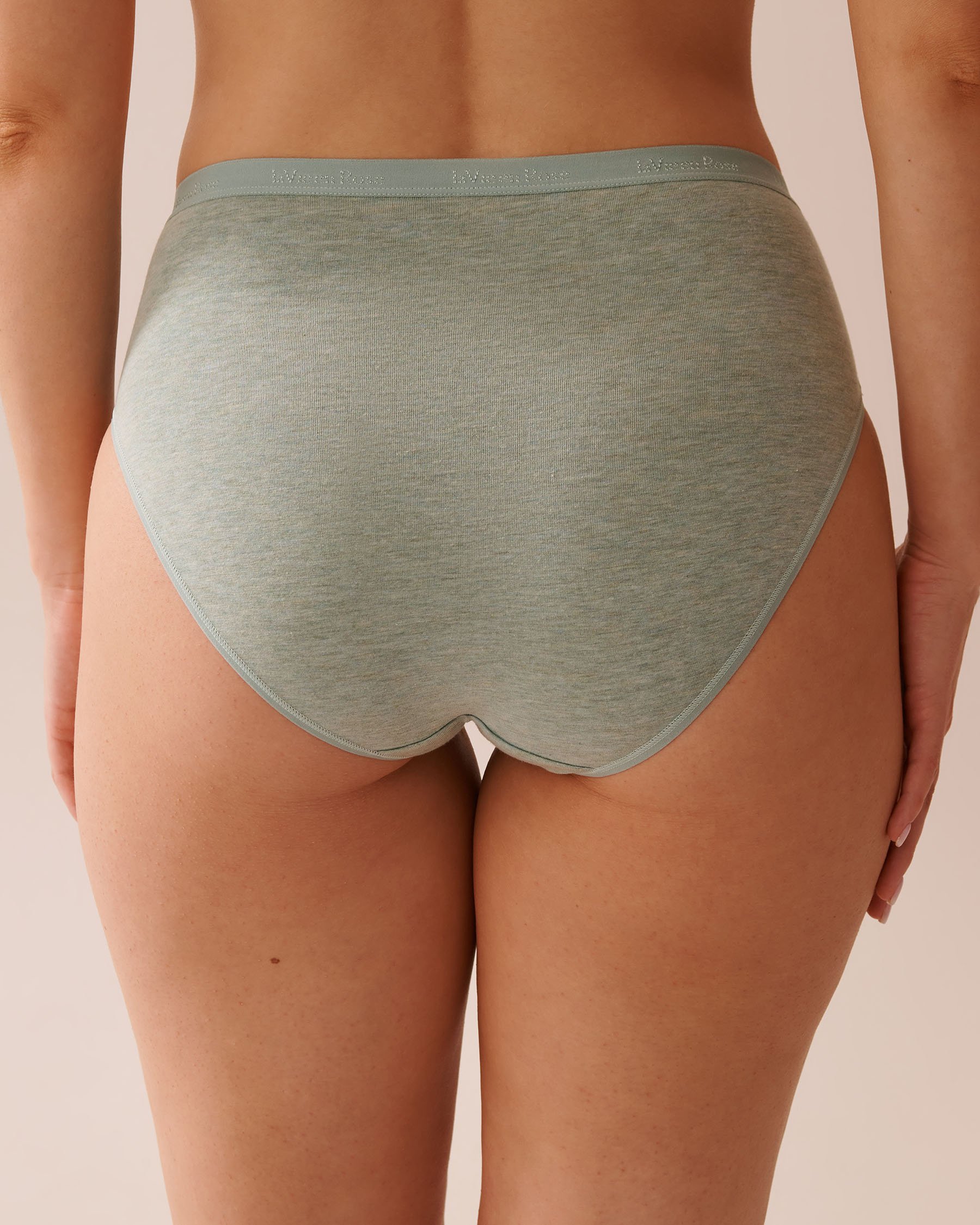 LA VIE EN ROSE Culotte bikini taille haute coton Vert sauge 20100576 - Voir2