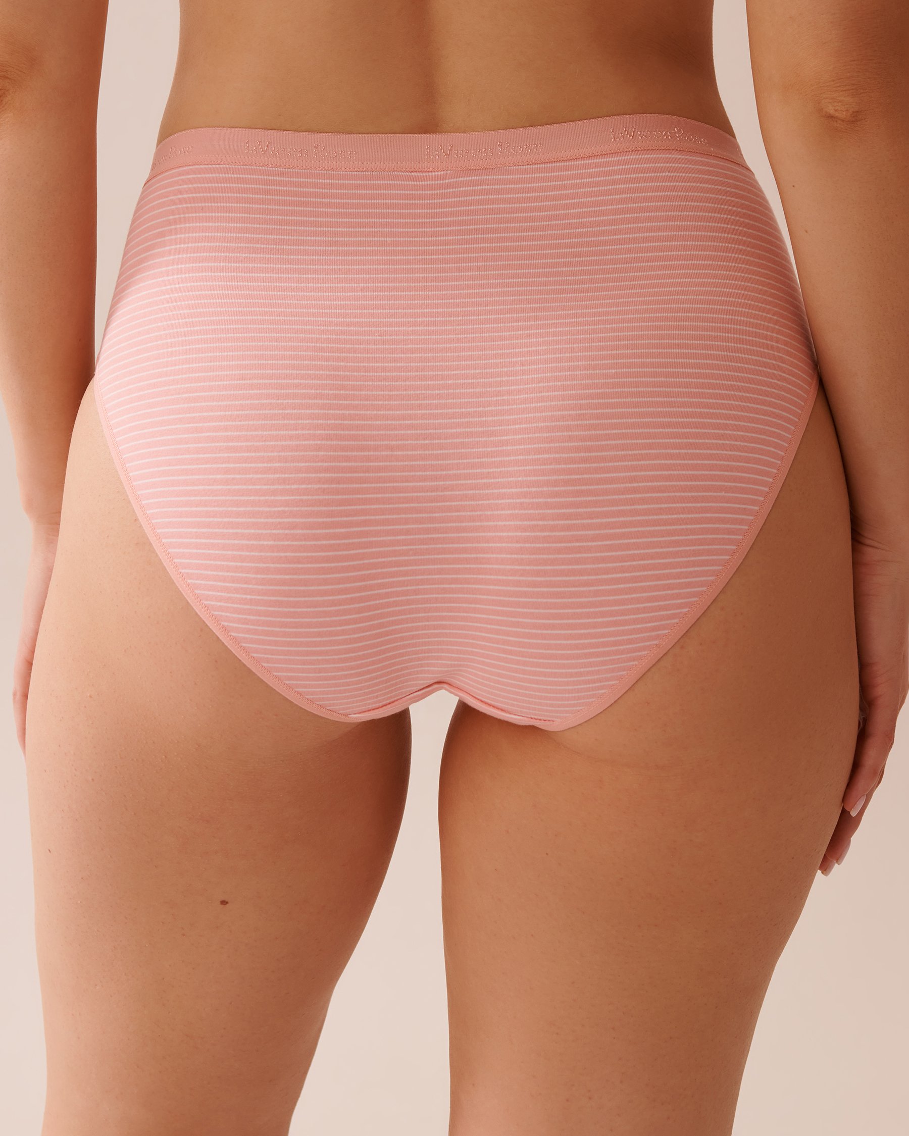 LA VIE EN ROSE Cotton High Waist Bikini Panty Peachy Stripes 20100576 - View2