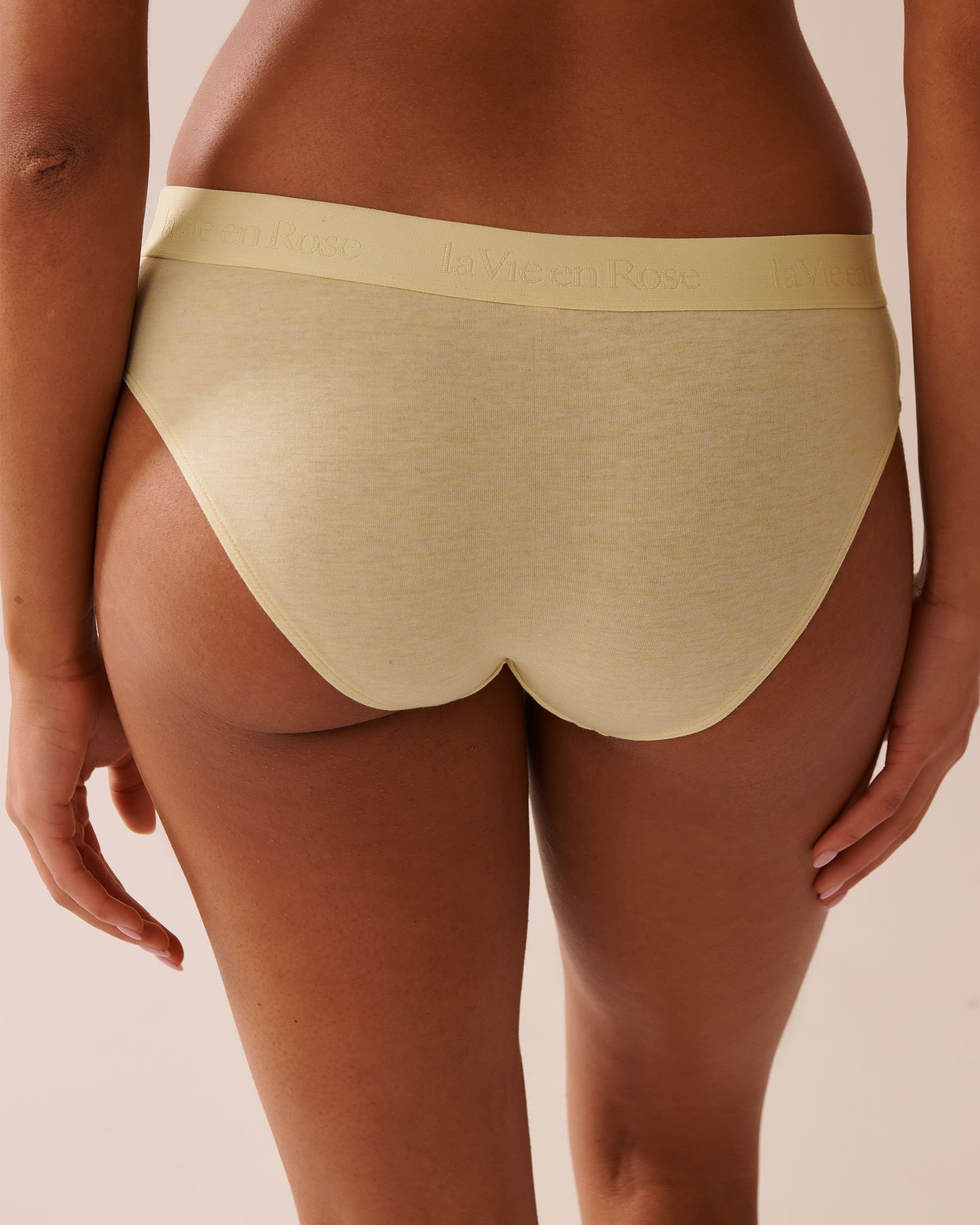 LA VIE EN ROSE Culotte bikini coton et bande élastique logo Jaune citron 20100578 - Voir2