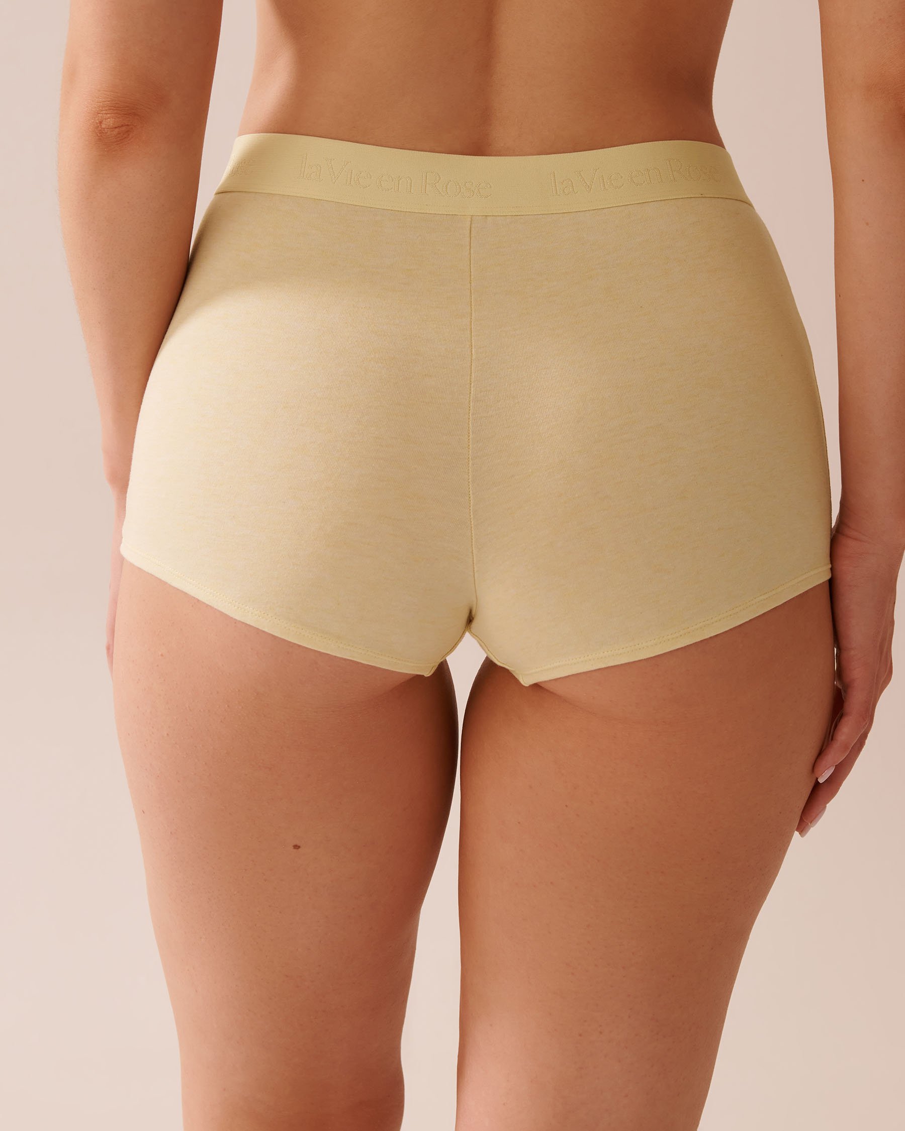 LA VIE EN ROSE Cotton and Logo Elastic Band High Waist Boyleg Panty Lemon Yellow 20100579 - View2