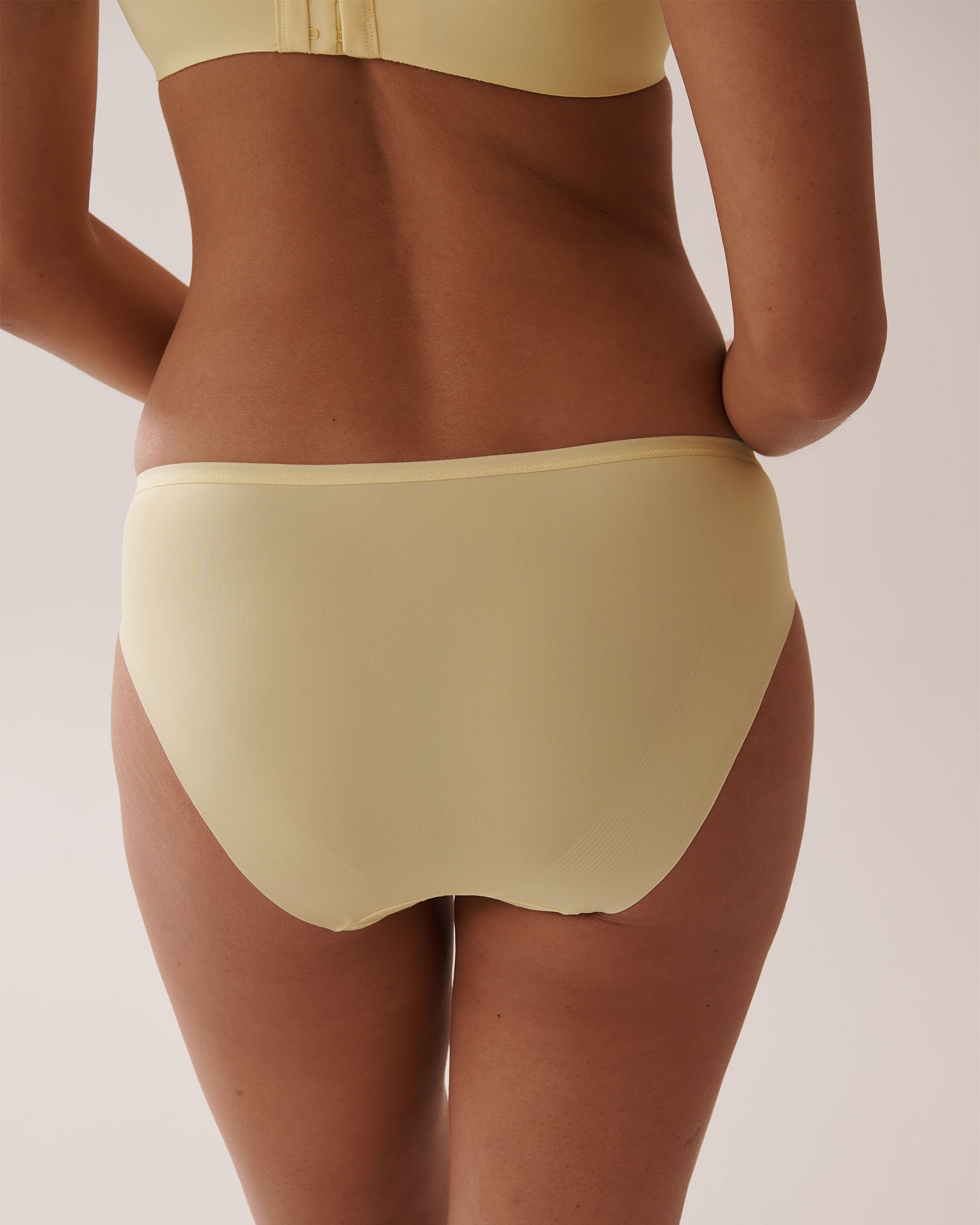 LA VIE EN ROSE Microfiber and Mesh Sleek Back Bikini Panty Lemon Yellow 20300386 - View2