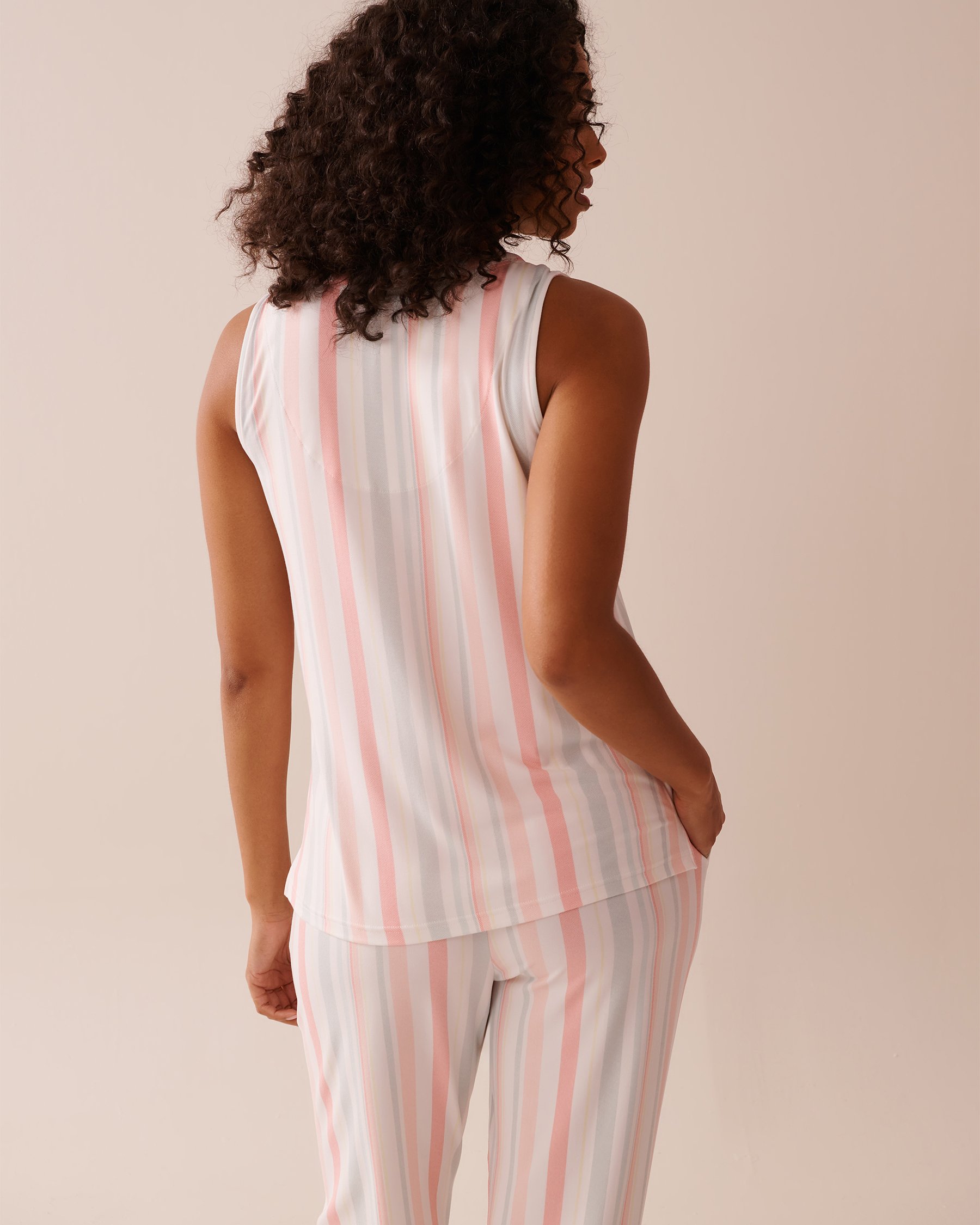 LA VIE EN ROSE Multistripe Super Soft Button-down Cami Multistripe 40100700 - View4