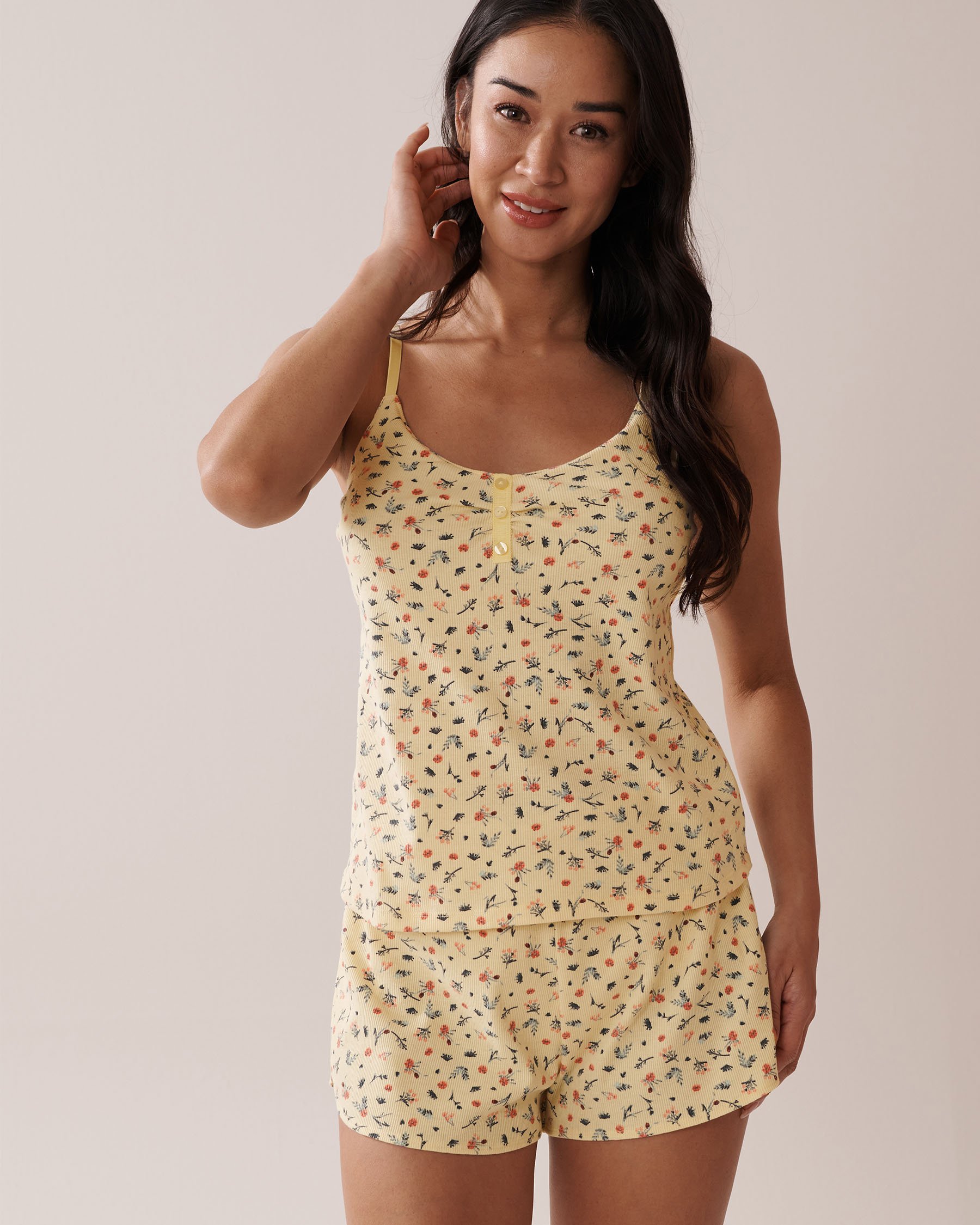 LA VIE EN ROSE Ditsy Floral Print Ribbed Cami Spring Bouquet 40100712 - View1