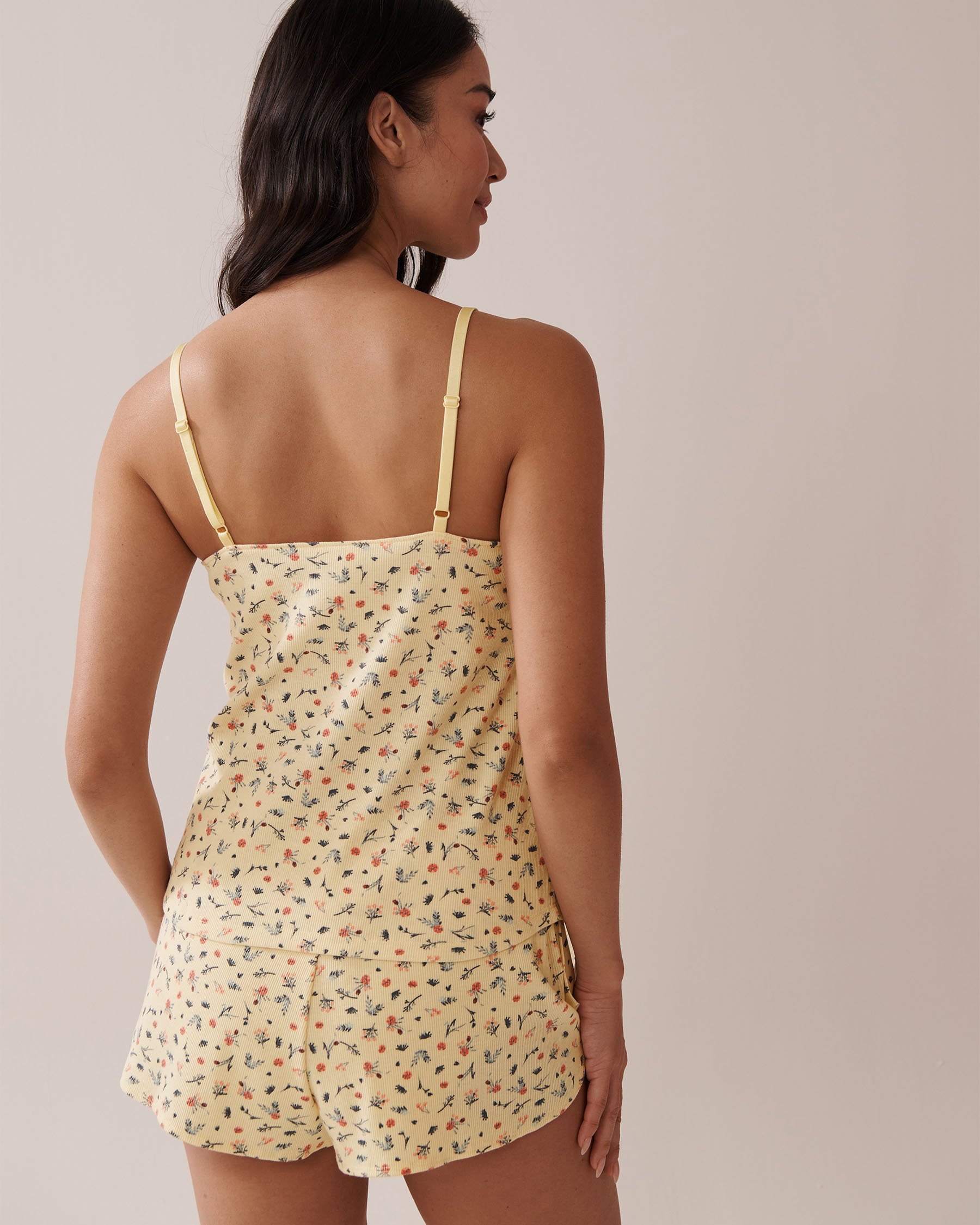 LA VIE EN ROSE Ditsy Floral Print Ribbed Cami Spring Bouquet 40100712 - View2