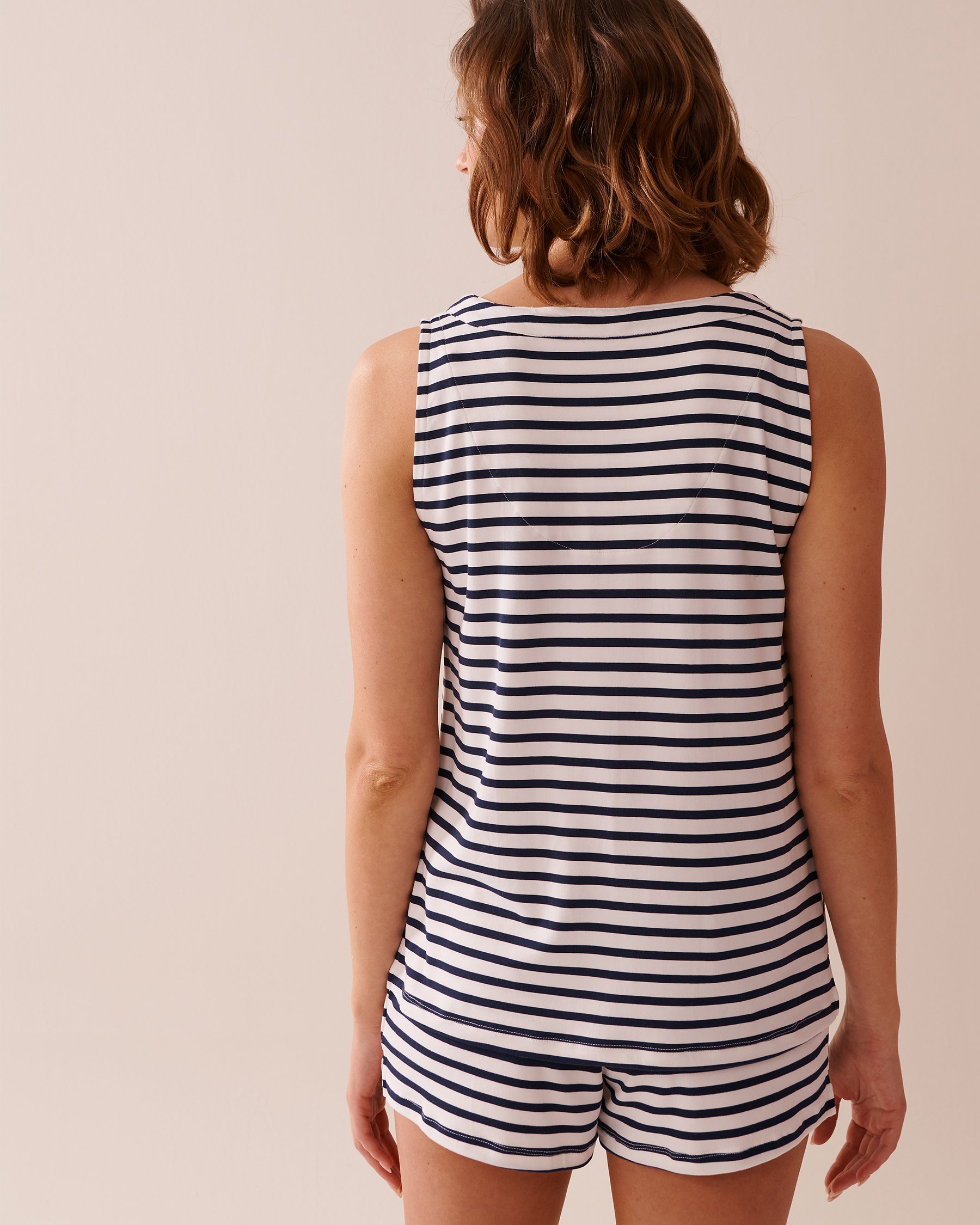 LA VIE EN ROSE Nautical Stripe Super Soft Button-down Cami Nautical Stripes 40100714 - View2