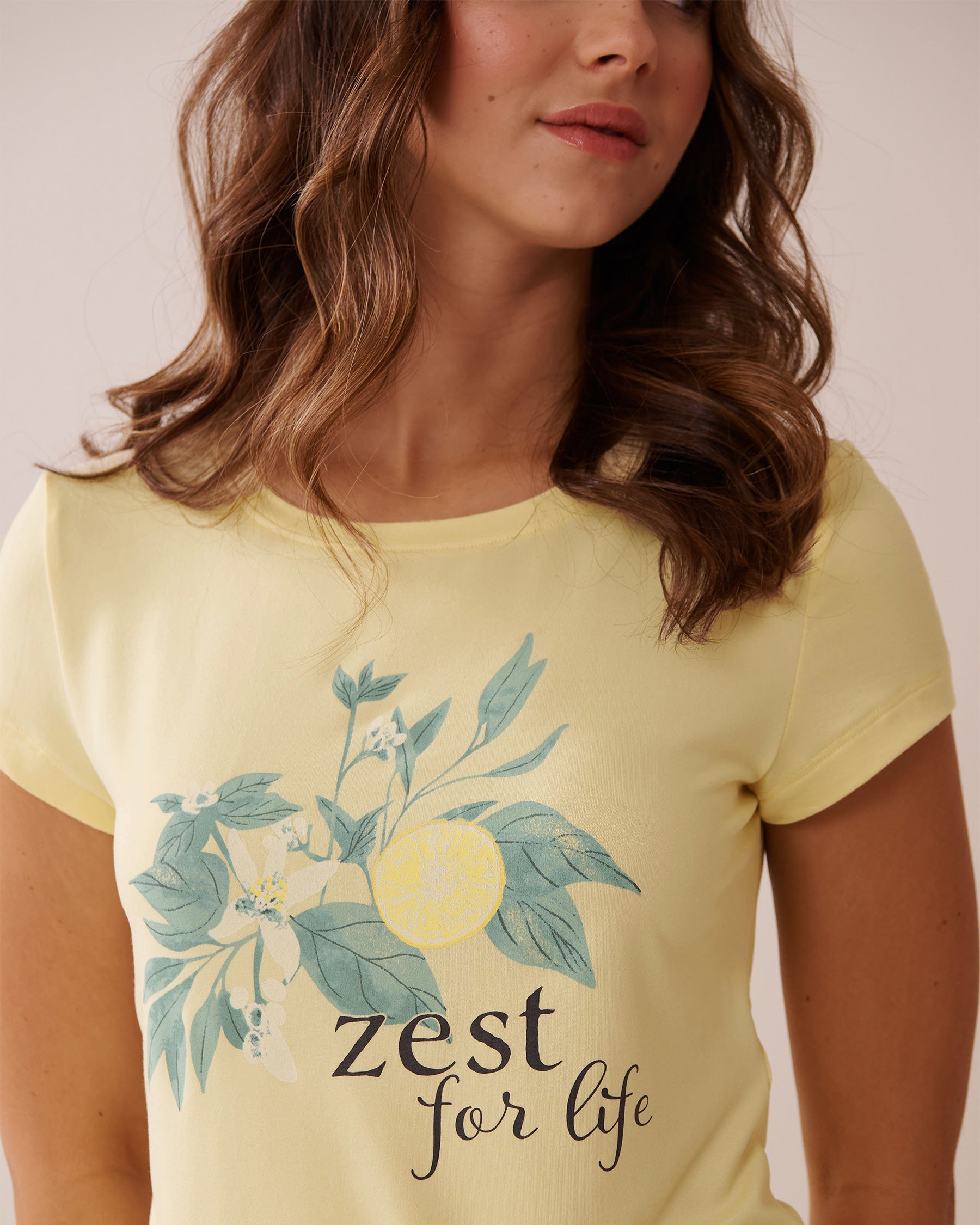 LA VIE EN ROSE T-shirt ultra doux imprimé citron Jaune citron 40100715 - Voir3