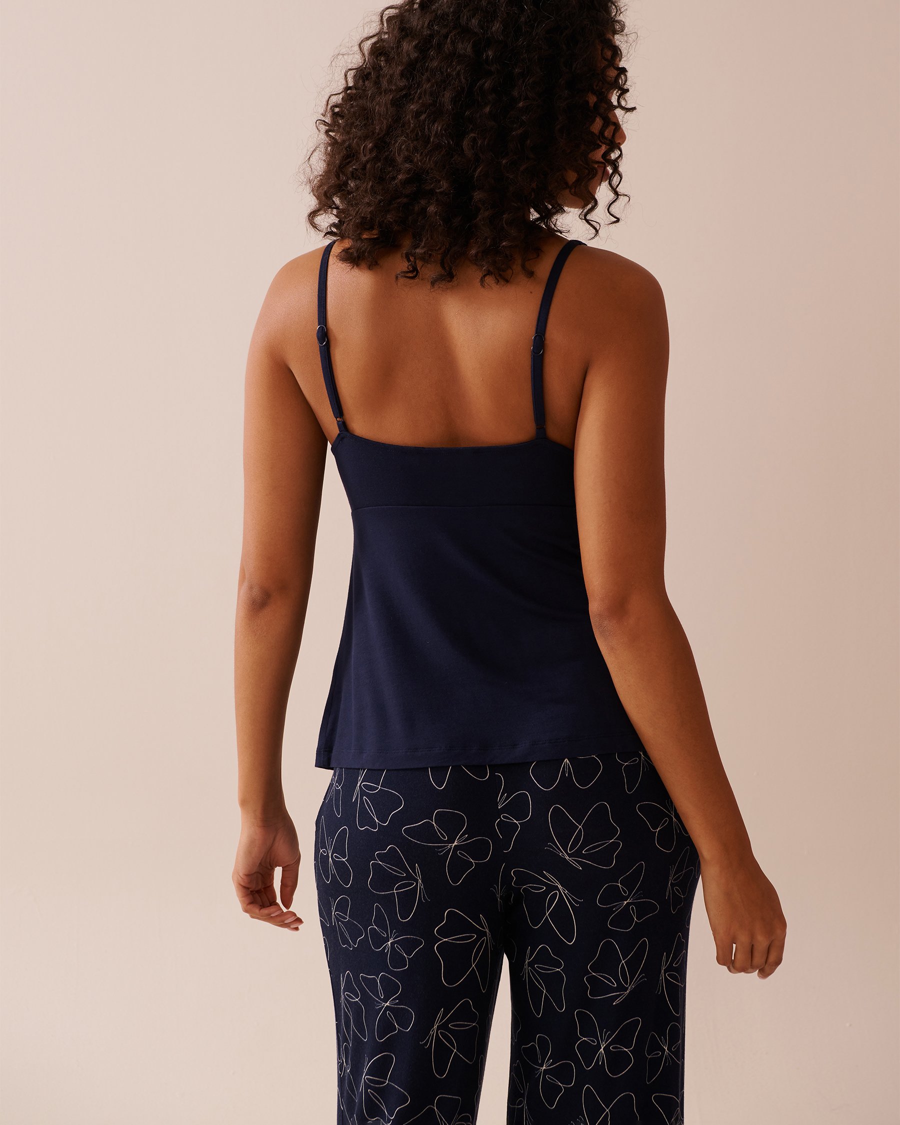 LA VIE EN ROSE Camisole en jersey doux Bleu marine 40100721 - View2